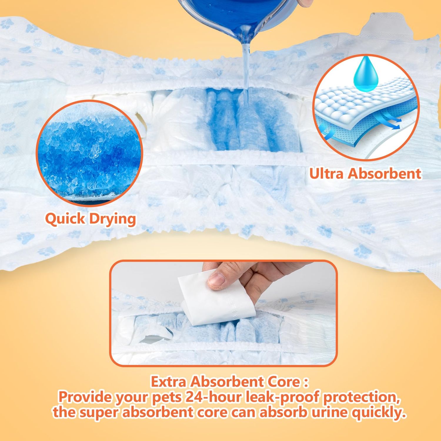 Pet Soft Doggie Diapers - Disposable Dog Diapers for Female in Heat Period or Urine Incontinence, Puppy & Cat Diapers Ultra Absorbent 12pcs XXSmall
