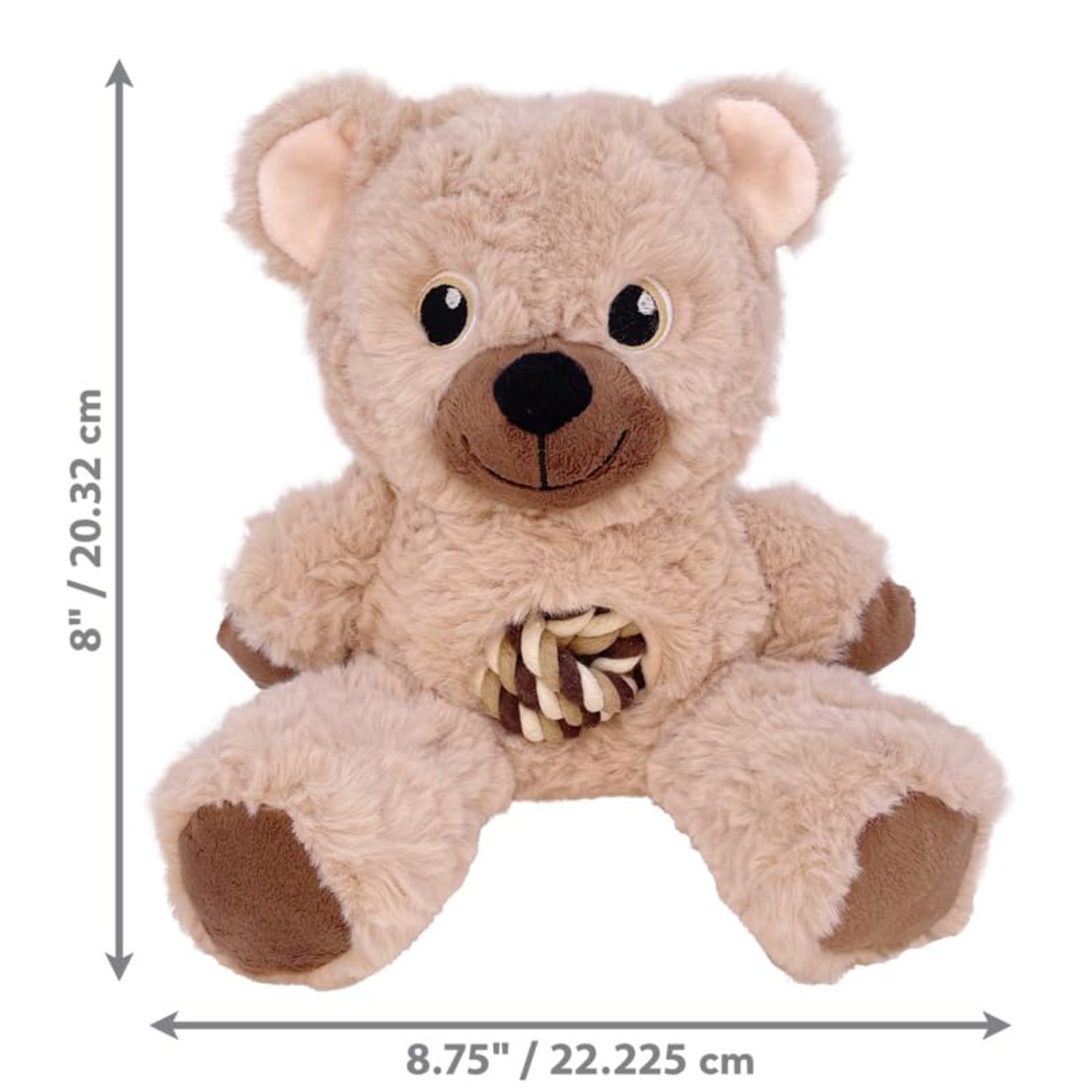 KONG Knots Teddy Bear - Knotted Rope Tummy and Tail - Soft Plush Dog Toy (Medium)