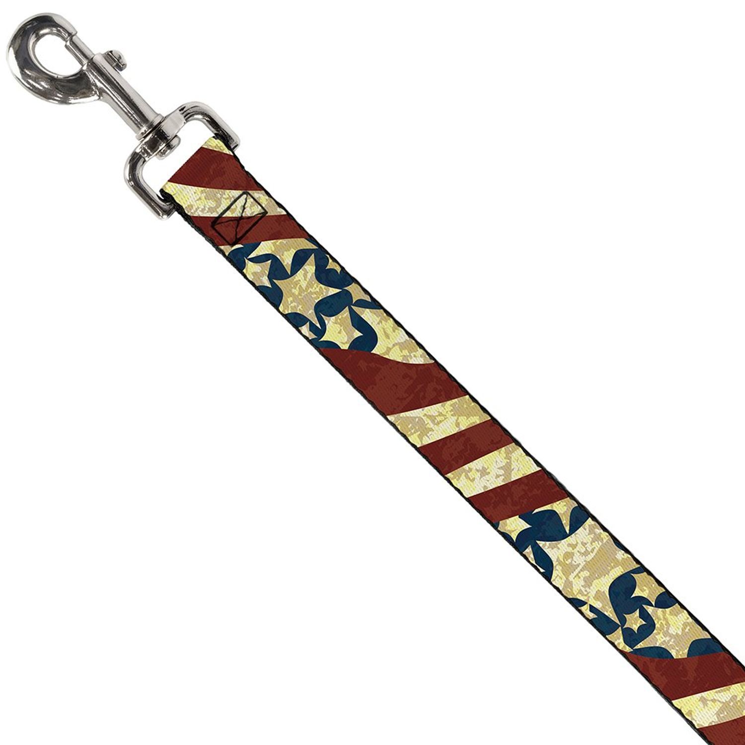 Dog Leash Americana Diagonal Vintage Stars Stripes2 4 Feet Long 0.5 Inch Wide