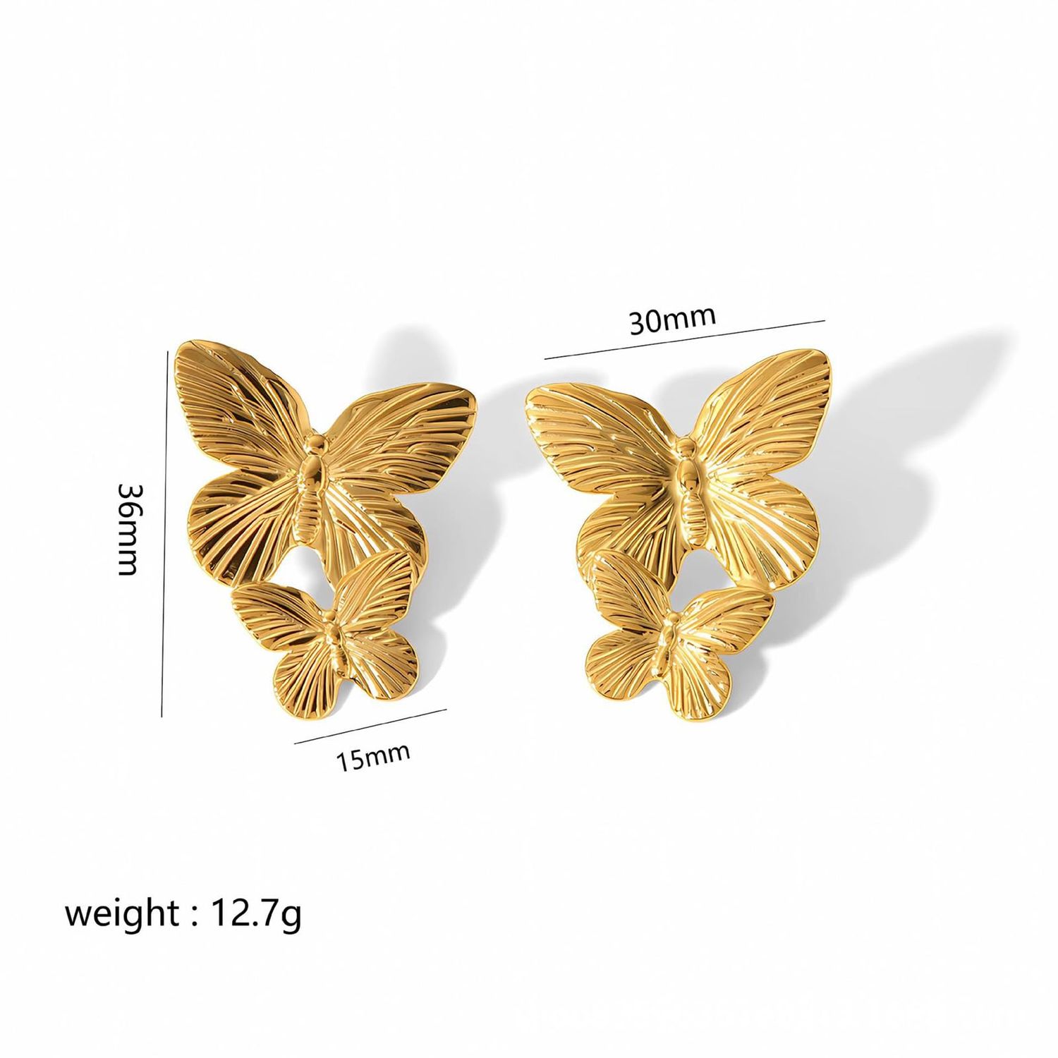 Glitter Gold Big Butterfly Hair Clips - 2Pcs French Elegent Gold Butterfly Bobby Pins Butterfly Clips Pearl Bride Wedding Hair Pins Bridal Hair Accessories for Girls Teens Women Gifts