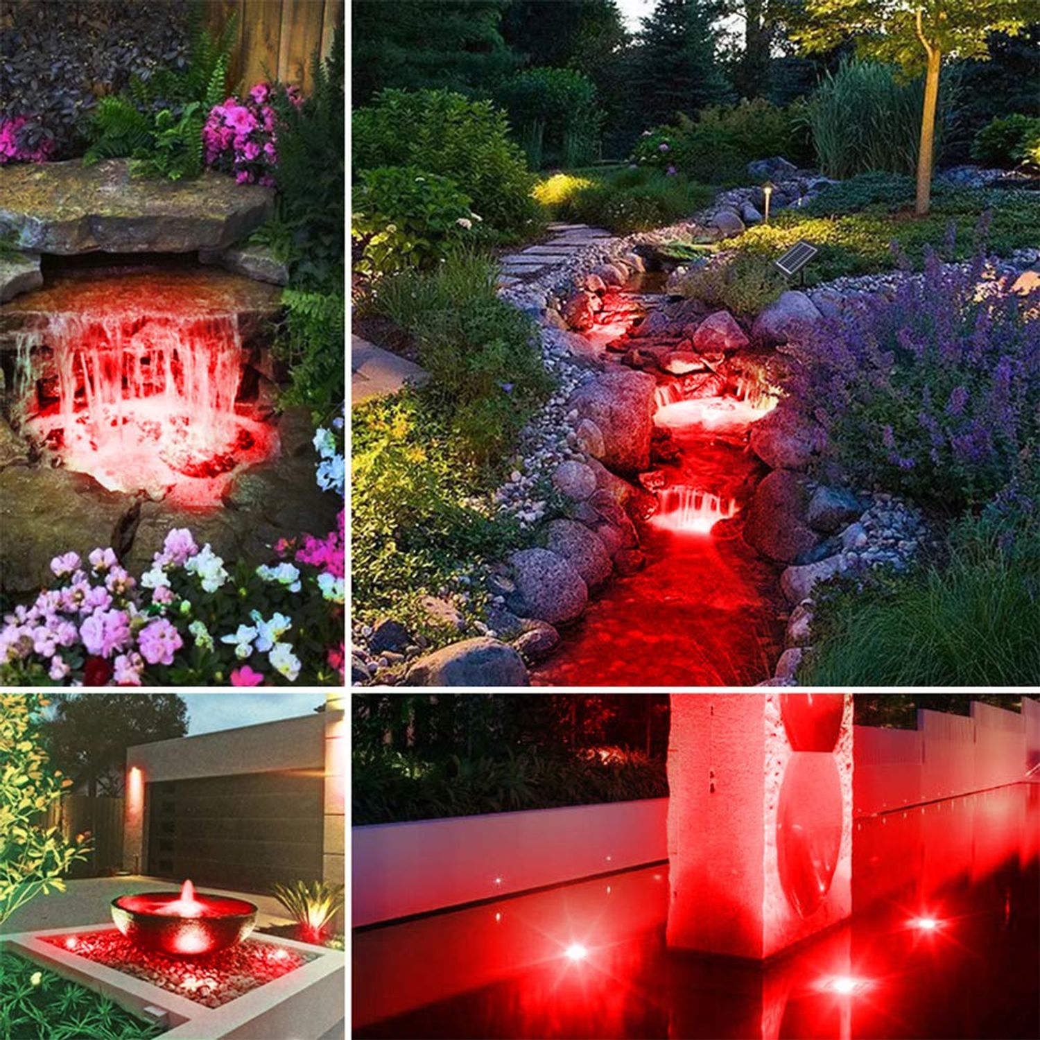 PChero Submersible Solar Pond Light, RGB LED Landscape Spotlights IP68 Underwater Night Lights for Fountain Pool Waterfall Fish Tank Aquarium Garden Outdoor, 3 Led Lamps and Solar Panel Included