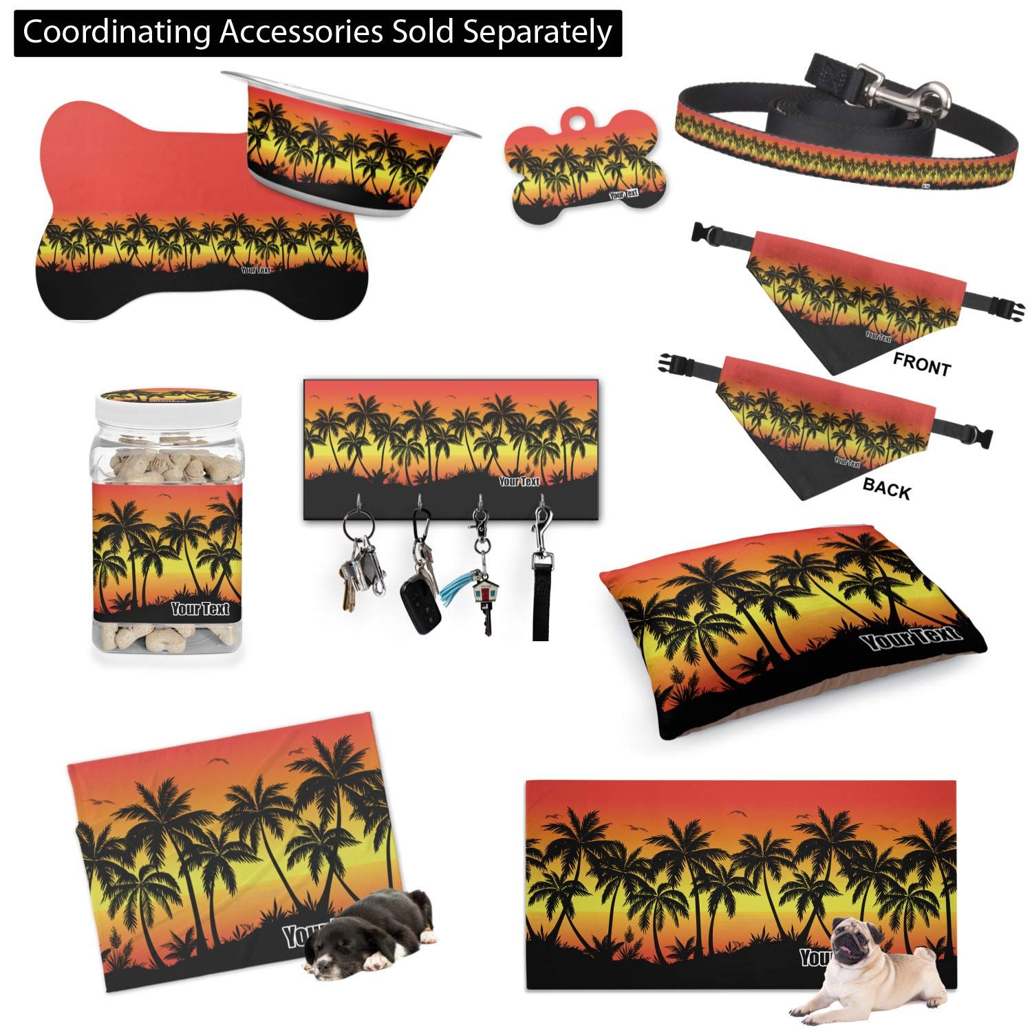 Personalized Tropical Sunset Round Pet ID Tag - Small