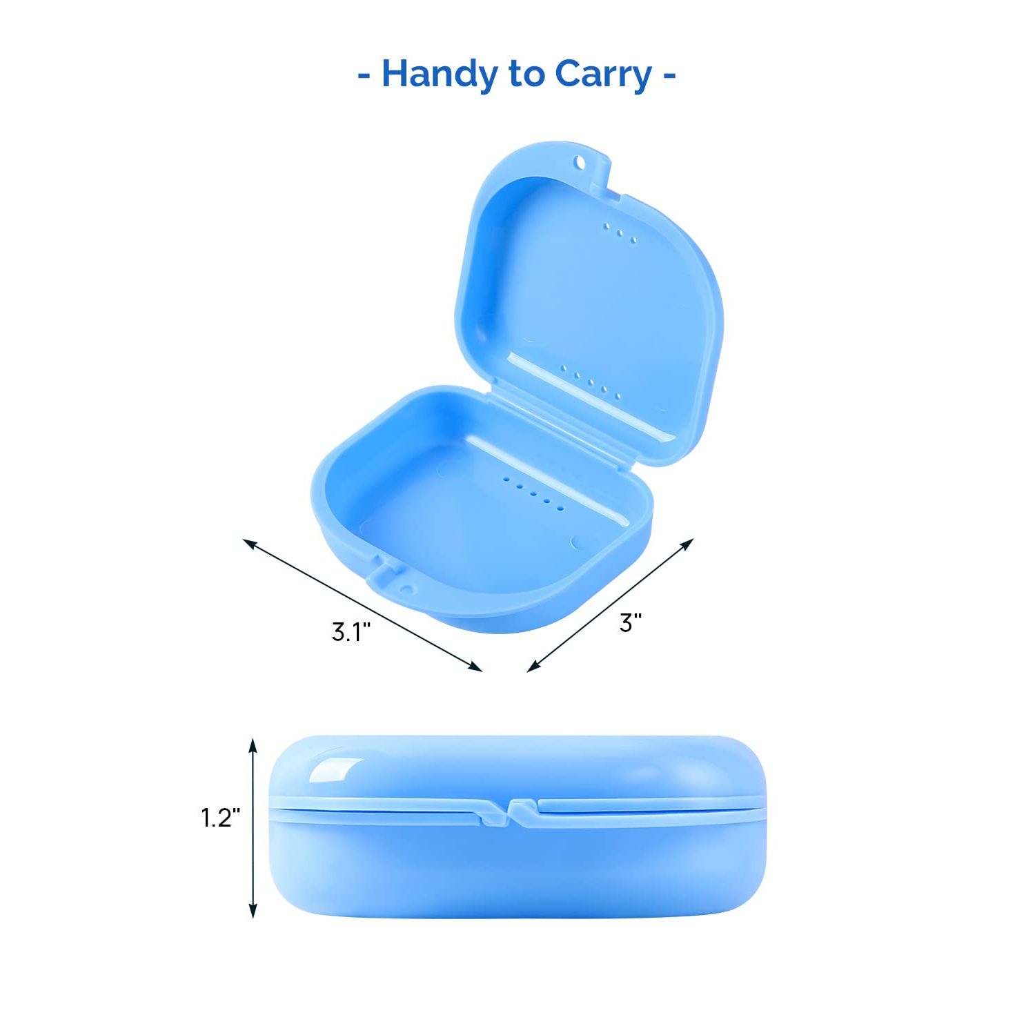 JMU Retainer Case with Vent Holes, 4 Pack, Mouth Guard Case with Tight Snap Closure, Orthodontic Denture Storage Container for Invisalign, Aligners, Night Guards, Retainer Box Dishwasher Safe