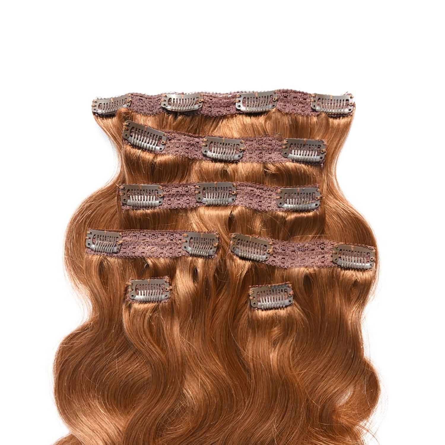 viviaBella Copper Red Body Wave Clip in Hair Extensions 18" Human Hair Brazilian Virgin Hair Double Weft 7 Pcs/lot 120g/set 16 Clips (120g 18", Copper Red)