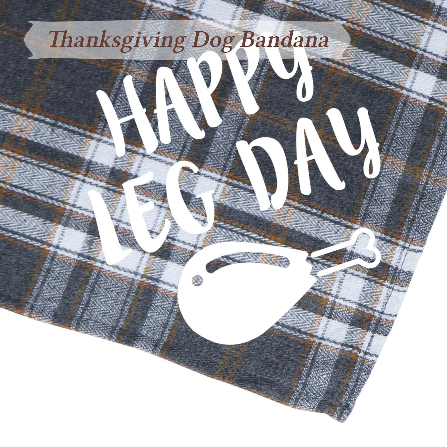 STMK 2 Pack Thanksgiving Day Dog Bandanas, Dog Holiday Fall Thanksgiving Bandanas Scarf for Small Medium Large Dogs (Large, Happy Leg Day & Turkey Taster)