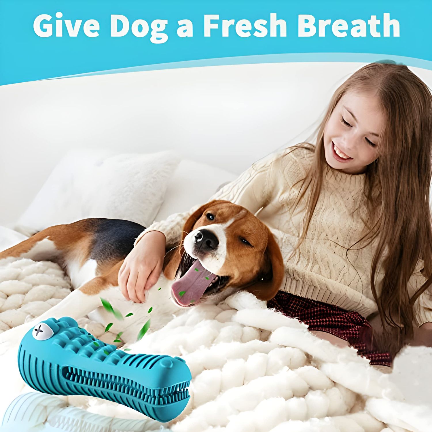 NECHAN Dog Toys for Aggressive Chewers, Dog Chew Toys for Aggressive Chewers Dental Care, Teeth Cleaning,German Shepherds, Golden Retrievers, Labradors, and Huskies (Blue)