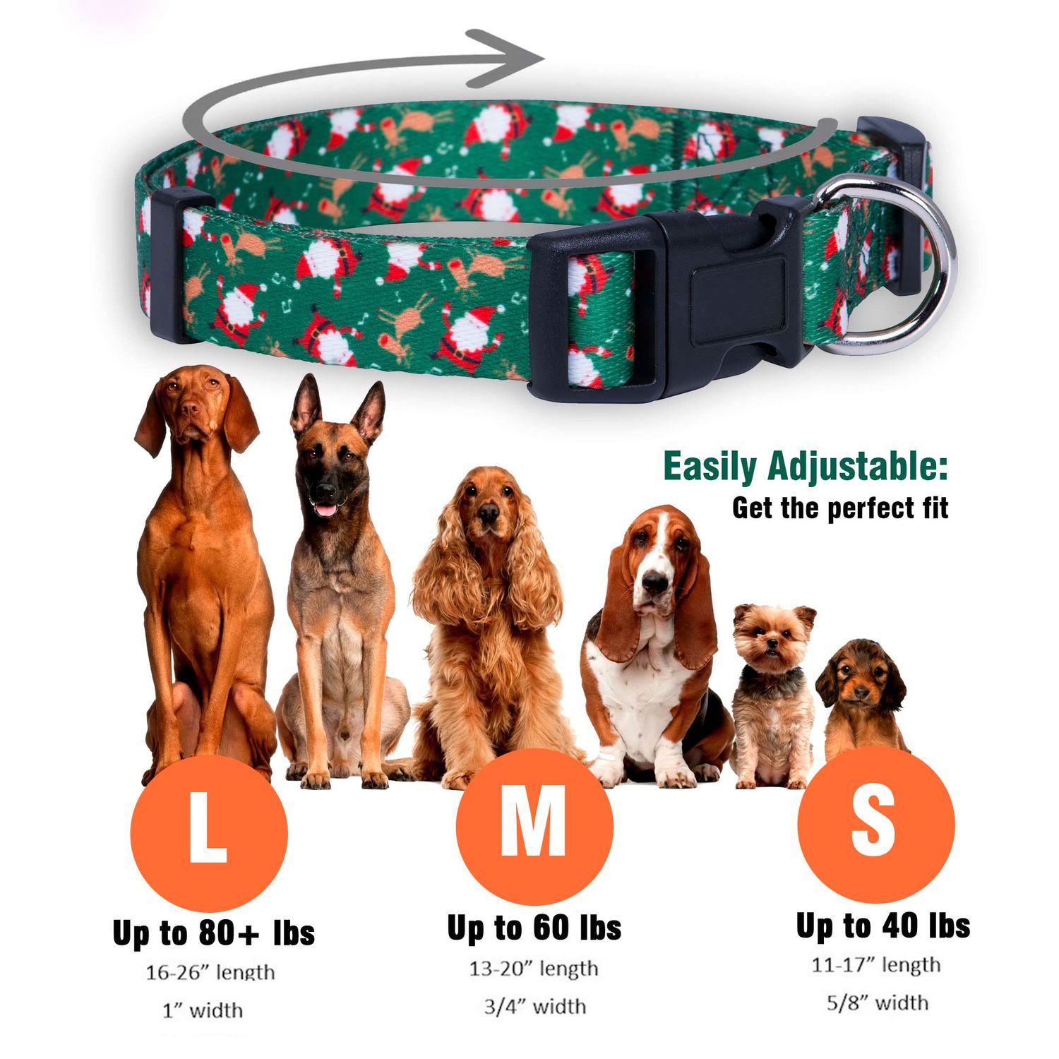 Native Pup Christmas Dog Collar (Medium, Santa & Reindeer)