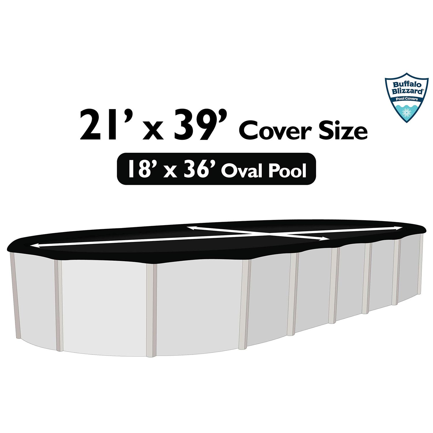 Buffalo Blizzard Deluxe Winter Cover for 18-Foot-by-36-Foot Oval Above-Ground Swimming Pools | Blue/Black Reversible | All Covers Include 3-Feet of Overlap Material to Measure 21-Feet-by-39-Feet