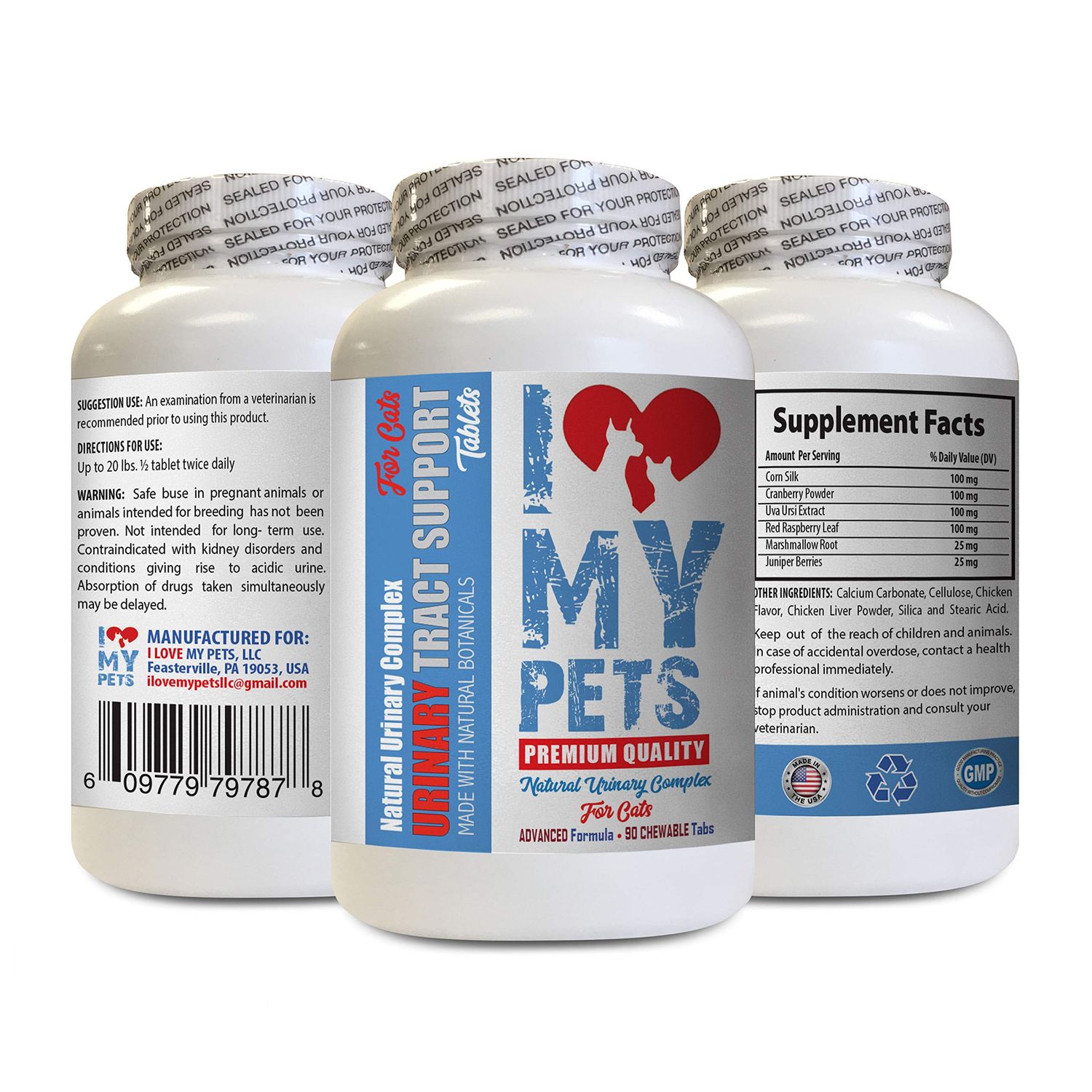I LOVE MY PETS LLC cat Urinary Health - CAT Urinary Tract Support - Natural Complex - Premium - cat Cranberry - 90 Treats (1 Bottle)