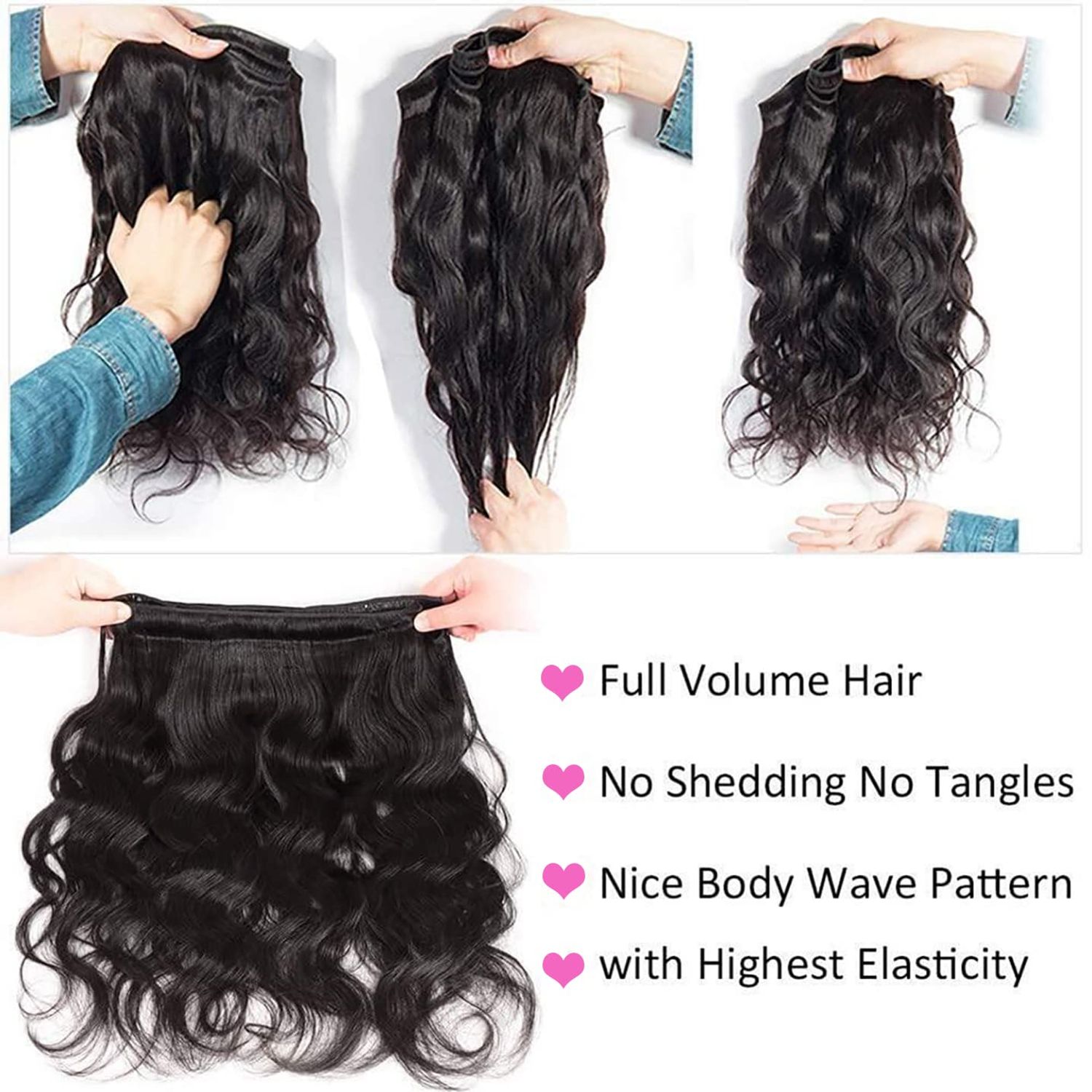 Releek 12A Grade Brazilian Body Wave Human Hair Bundles With 4X4 Lace Closure Free Part (24 26 28+22) Inch Body Wave Hair 3 Bundles with Closure Body Wavy Human Hair Weave 3 Bundles 100% Unprocessed Brazilian Virgin Human Hair Extensions