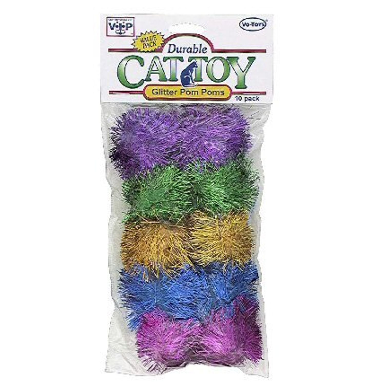 Vo-Toys Glitter Pom Poms 40mm 10 pack Cat Toy