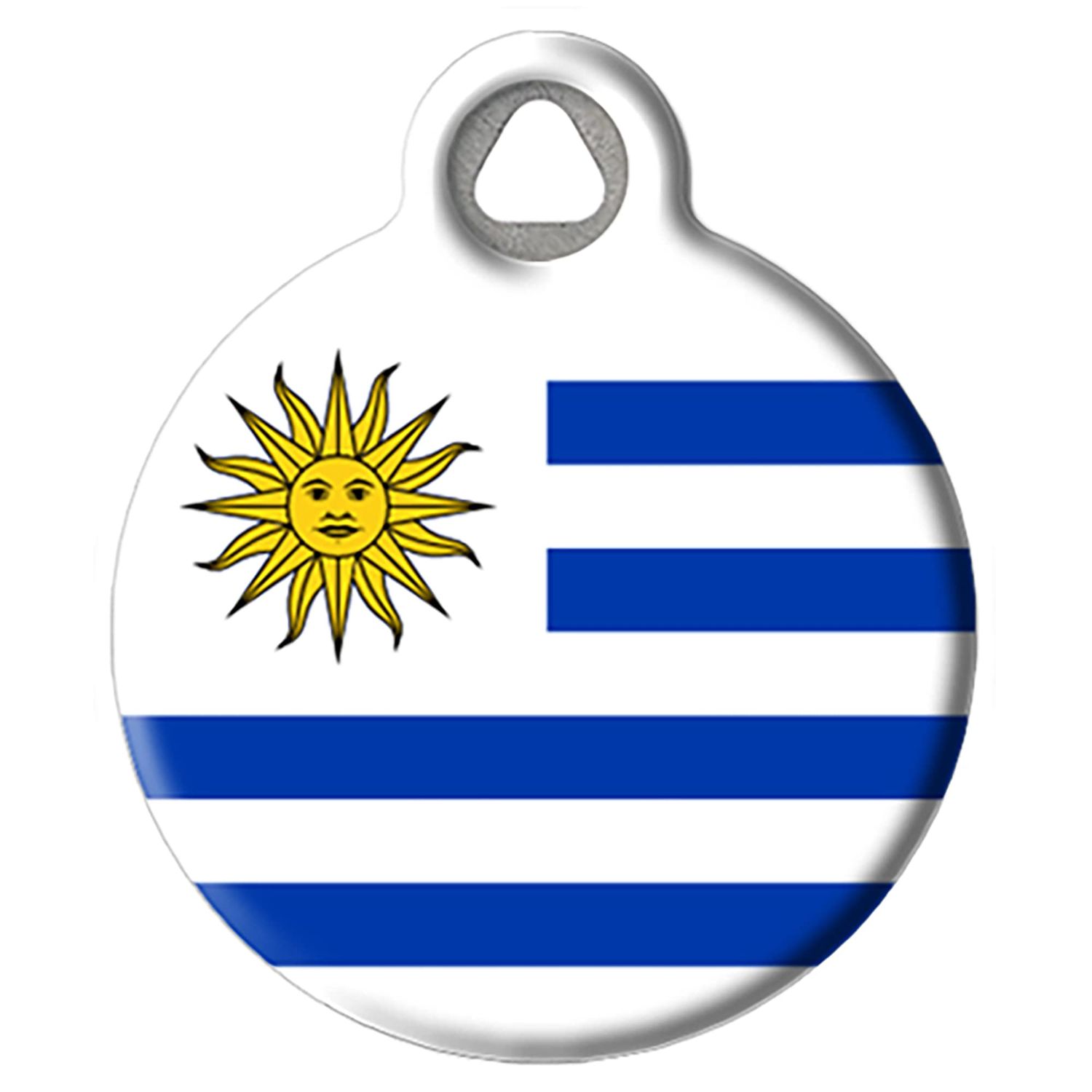 Dog Tag Art Uruguay Flag Personalized South American Flag Pet ID Tag for Dogs and Cats, Silent Polymer Coated Uruguayan Flag Dog Tag with Customized Identification Information - Large 1.25" Diameter