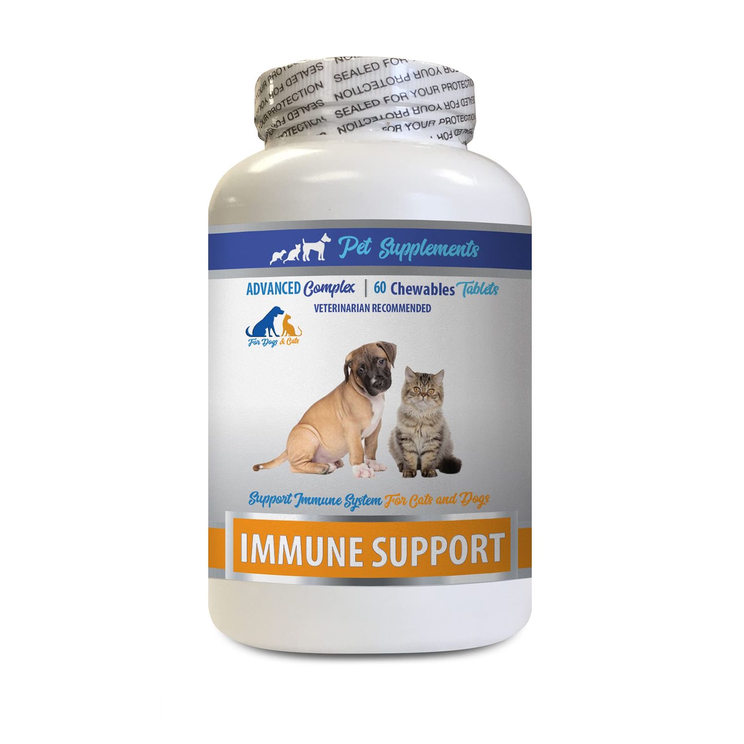 Immune System Booster for Cats - PET Immune Support - Dogs and Cats - VETS Choice - Chews - Elderly cat Treats - 1 Bottle (60 Treats)