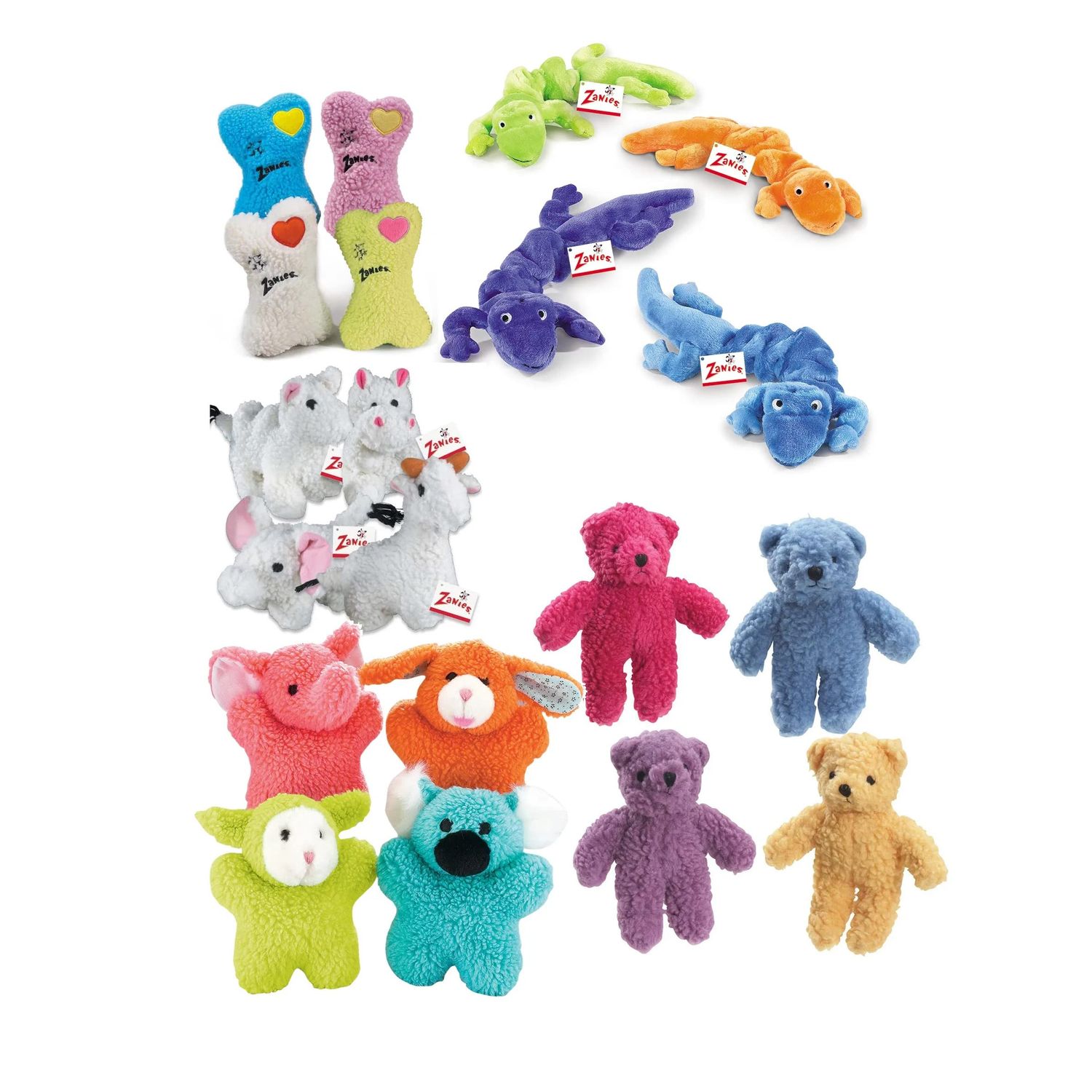 MPP Dog Toy 4 Packs Fun Play Soft Plush Squeaker Cuddly Berber Value Priced Gifts (4 Pack of Embroidered Heart Bones)