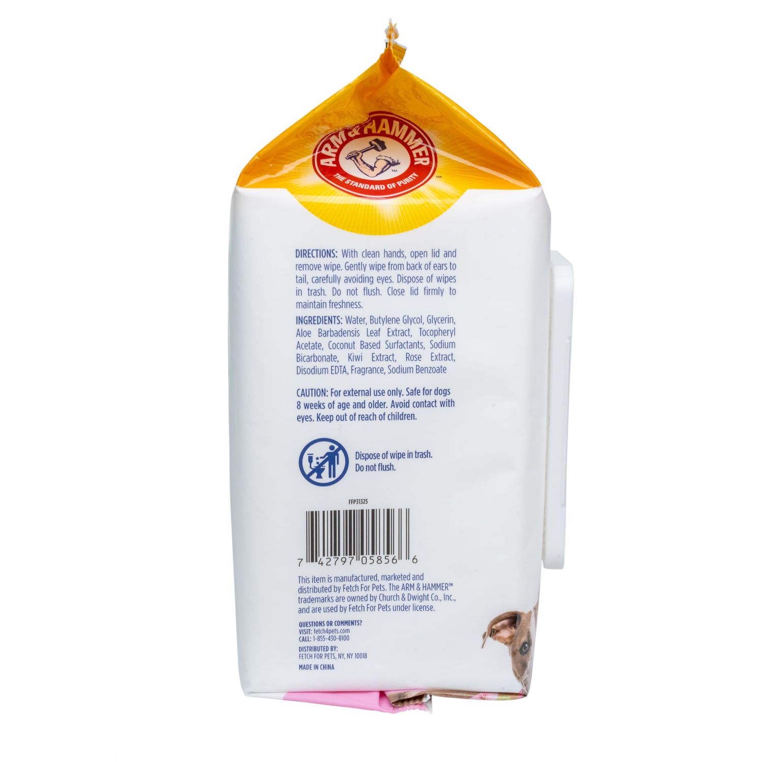 Arm & Hammer for Pets Odor Control Wipes for Dogs, Best Odor Eliminating Waterless Cleaning for Dogs & Puppies | Kiwi Blossom Scent, 100 Count