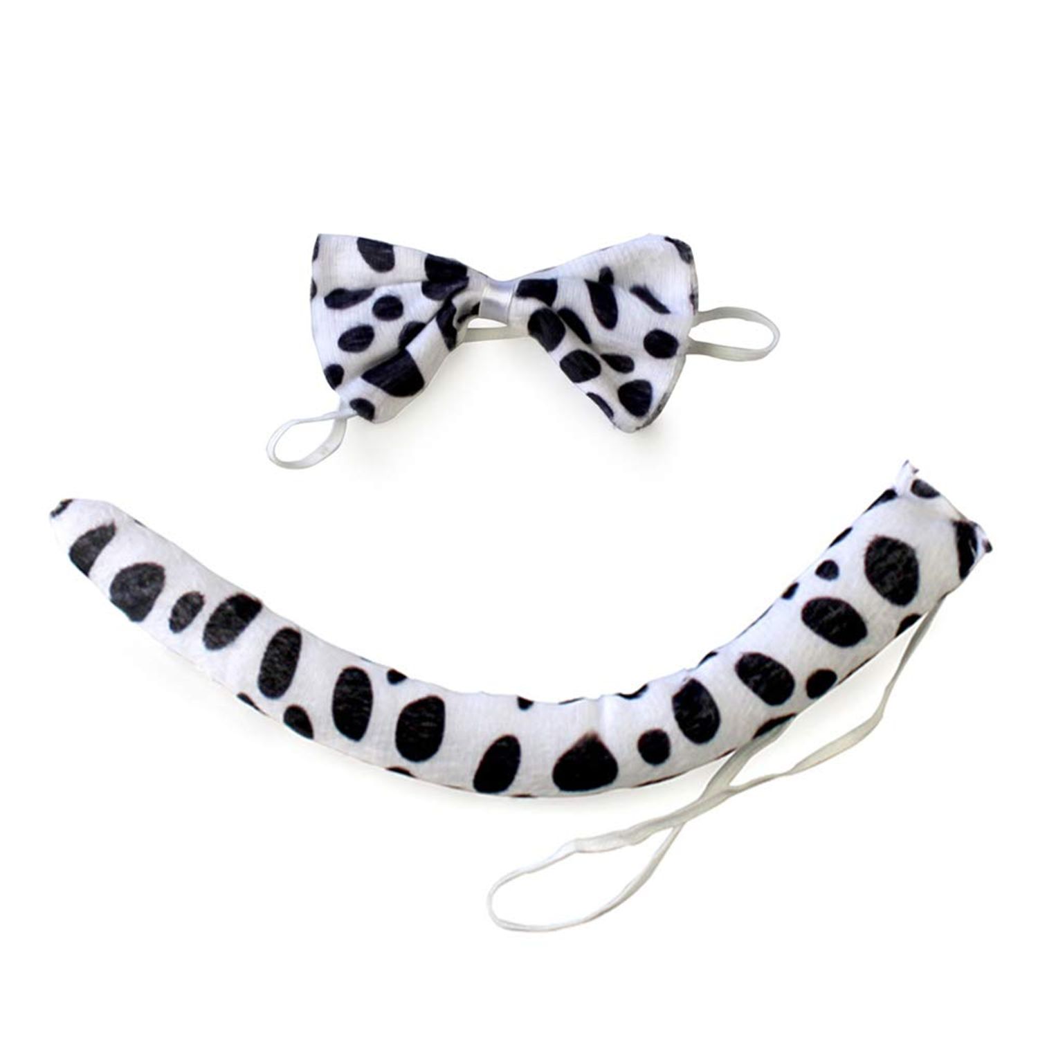 Halloween Dalmatian Cow Headband Spotted Dog Ears Hair Bands Puppy Bow Tie Tail Headpiece Women Hairband Hair Hoops Party Decoration Cosplay Costume Cute Handmade Hair Accessories 2 Set Dalmatian