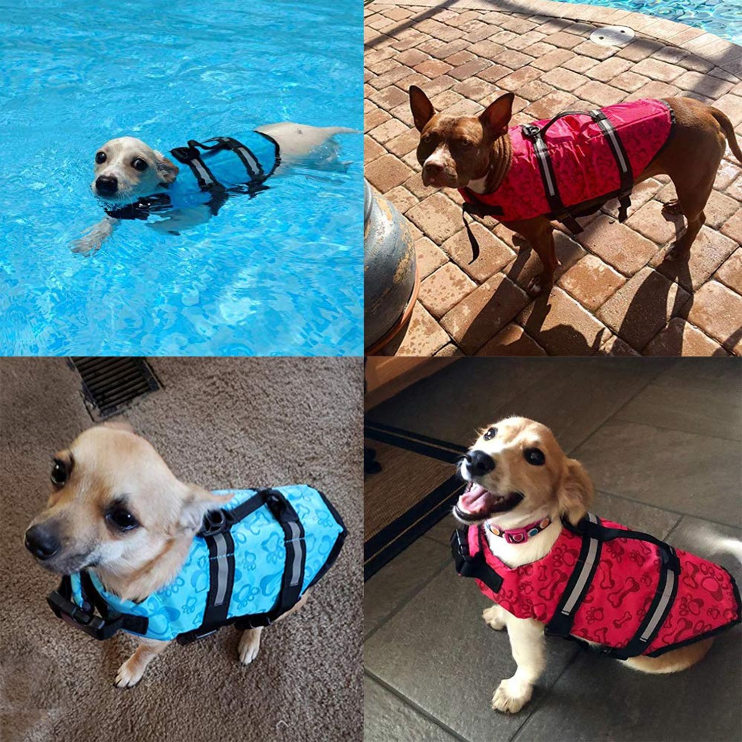 HAOCOO Dog Life Jacket Vest Saver Safety Swimsuit Preserver with Reflective Stripes/Adjustable Belt Dogs?Pink Bone,M