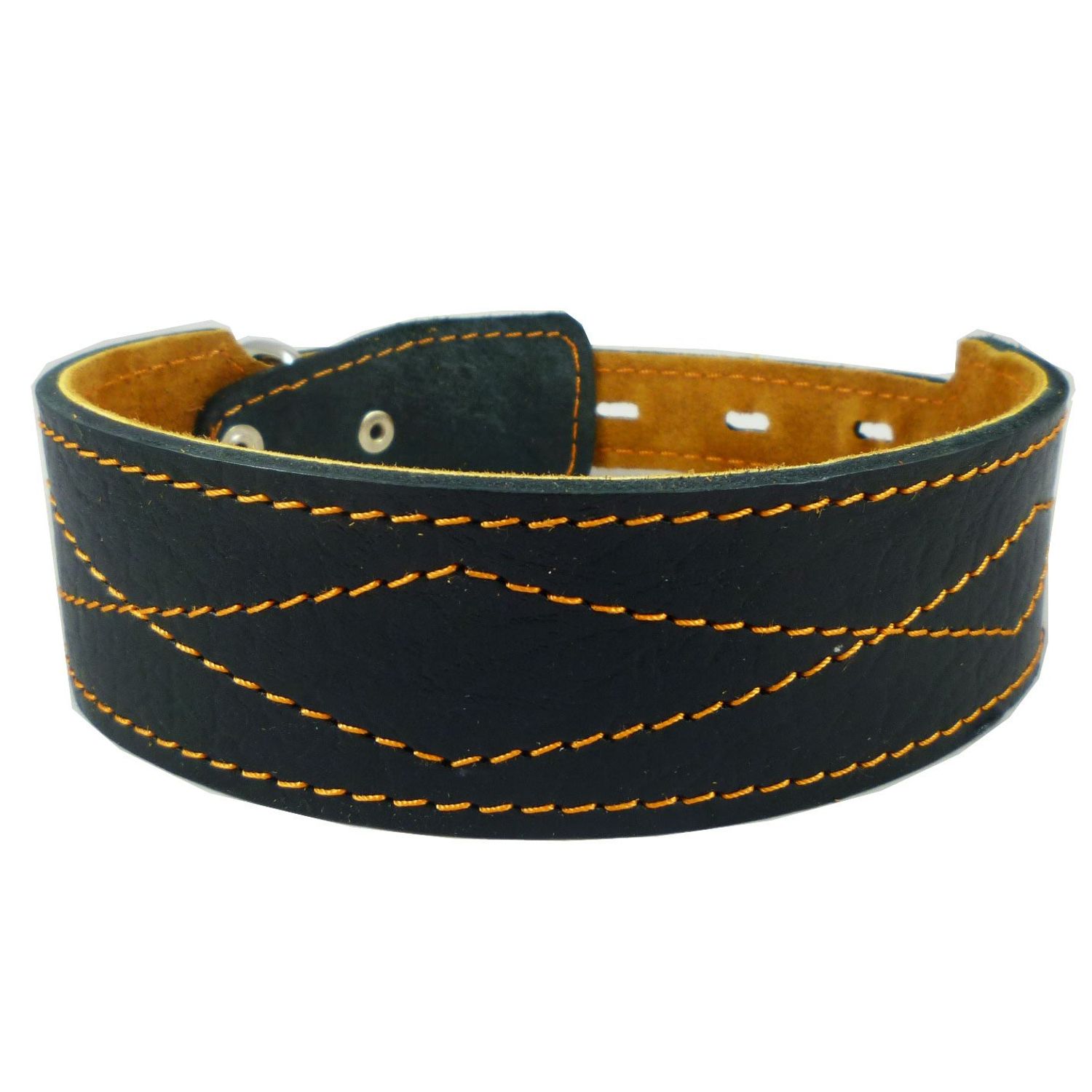 Real Leather Tapered Dog Collar 1.75" Wide, Fits 15"-19" Neck, Medium