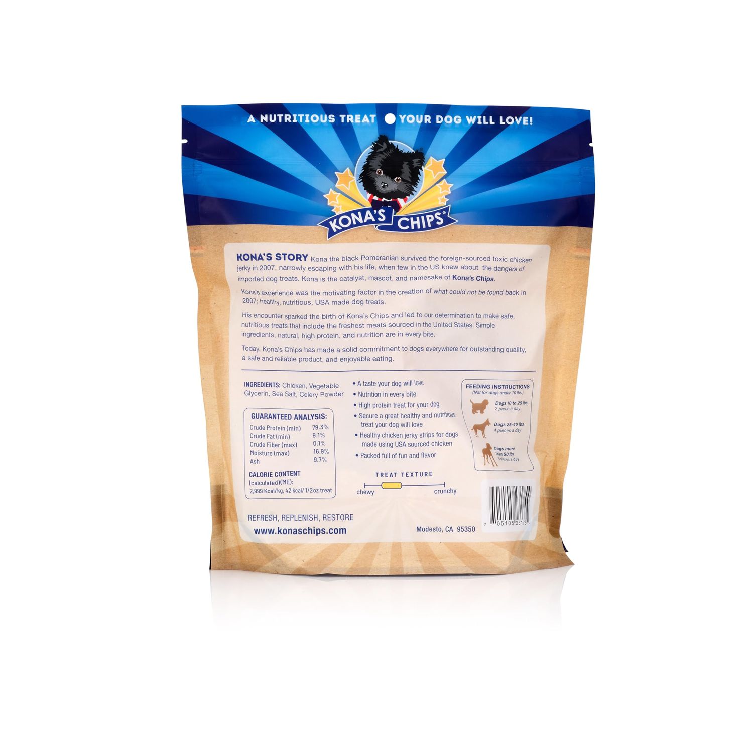 KONA'S CHIPS Chicken Jerky (16 Oz) Dog Treats Made in The USA only, Dogs Love Chicken Jerky, Wholesome Dog Treats