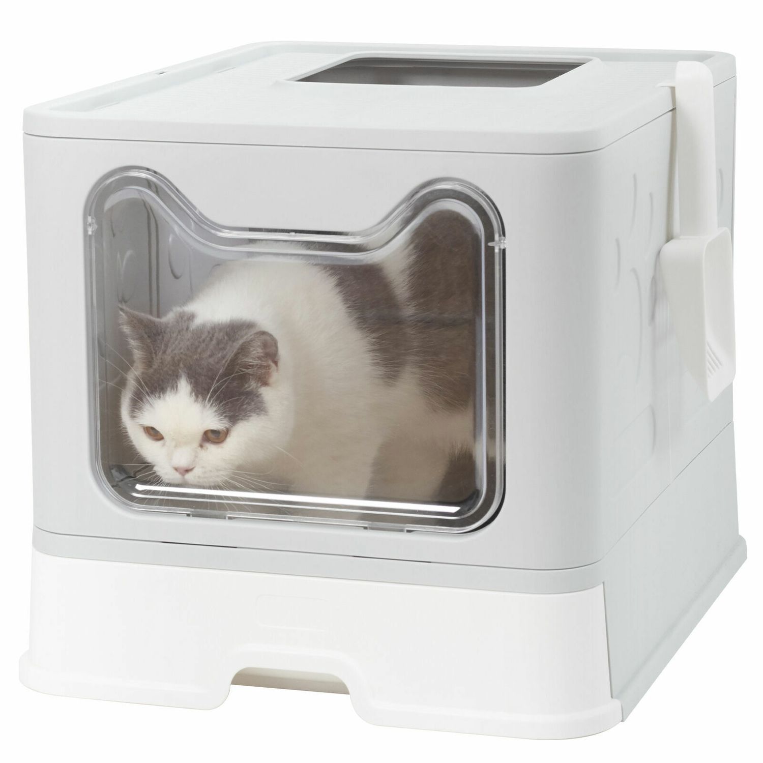 Large Pet Cats Toile Cat Litter Box Portabe Fully Enclosed Removing Double Door