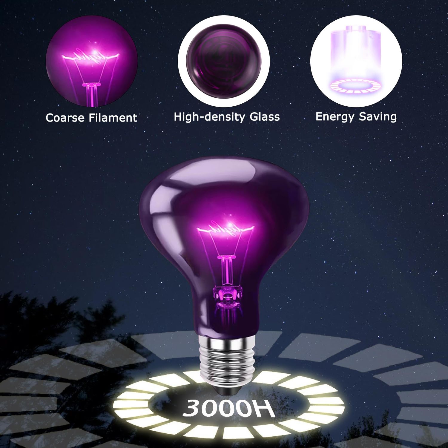 HARTOMPET 60W Reptile Night Light Bulb - Simulate Natural Moonlight for Bearded Dragons, Lizards, Snakes, and Amphibians - UVA Basking Lamp for Aquariums & Tanks, Enhance Health and Activity
