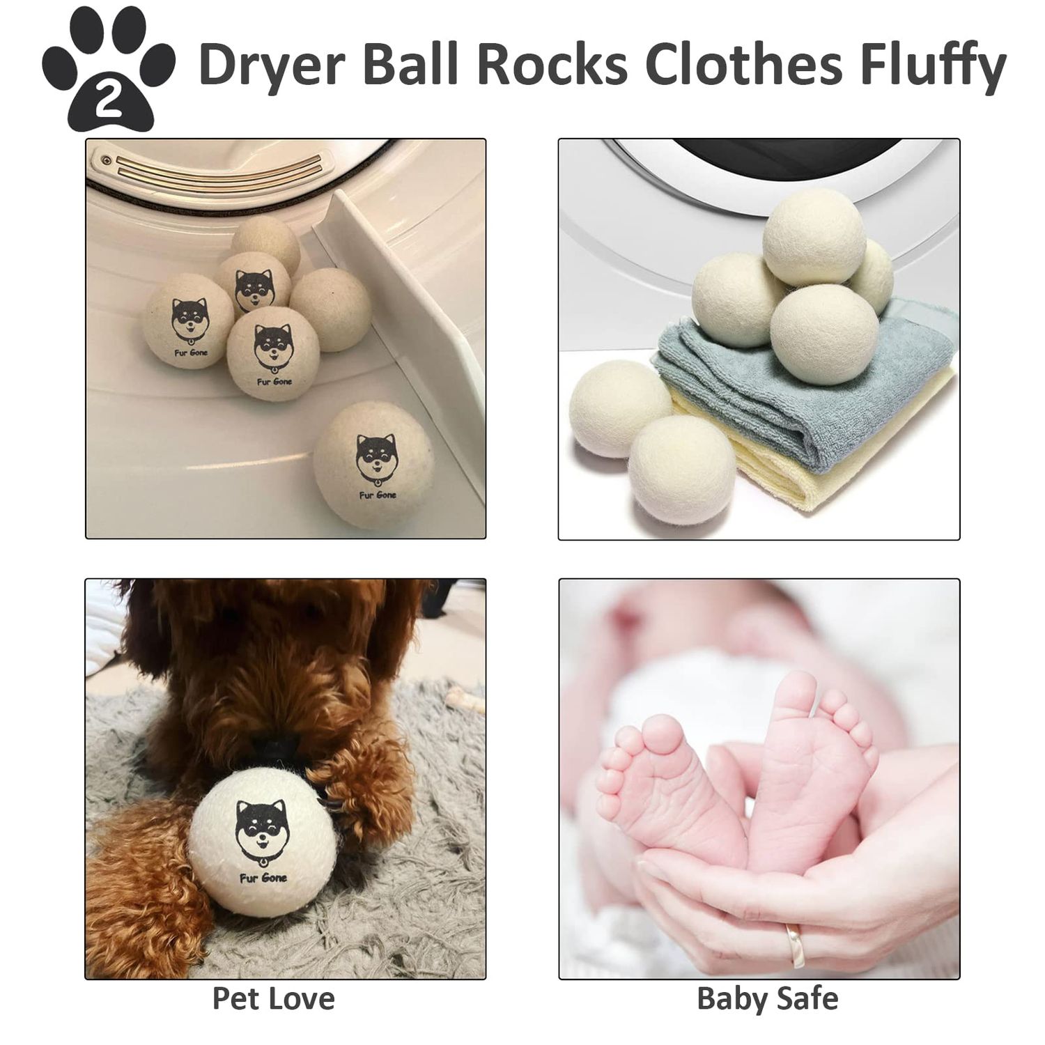 Bienstylife Wool Dryer Balls for Pet Hair Remover Organic Reusable Laundry Dryer Balls Pre-Wash Lint Remover for Dog/Cat Pet Hair Shaver for Laundry Hair Catcher for Washing Machine