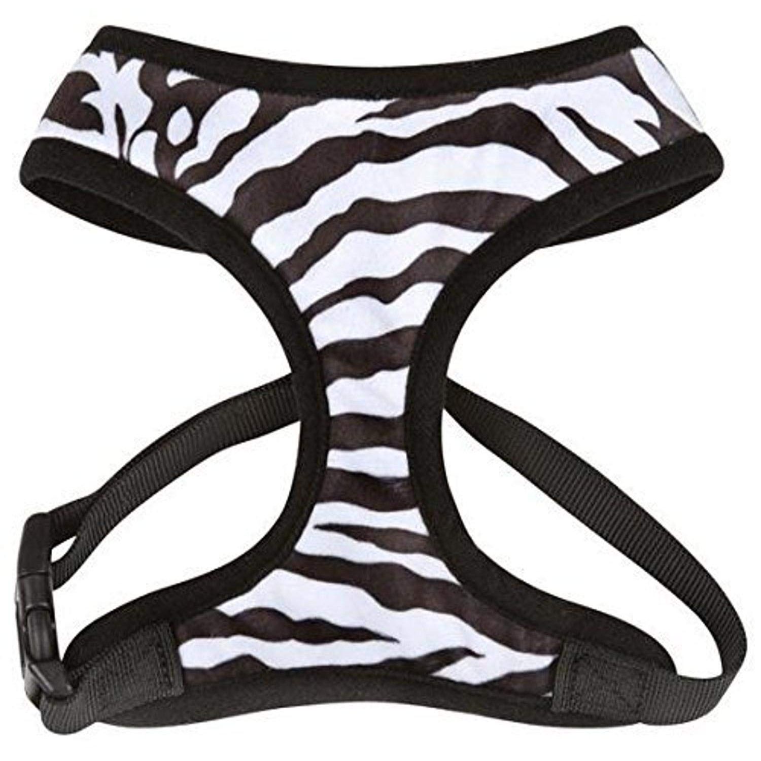 East Side Collection Polyester Plush Zebra-Print Dog Harness, Small