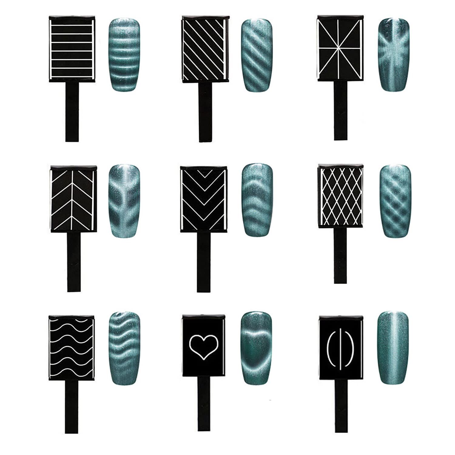 SILPECWEE 16Pcs Nail Magnet Set Cat Eye Magnet for Nails Cat Eye Gel Nail Polish Magnet Wand Magnetic Nail Art Nail Polish Cat Eye Magnets Sticks Nail Design Tools Nail Art Accessories
