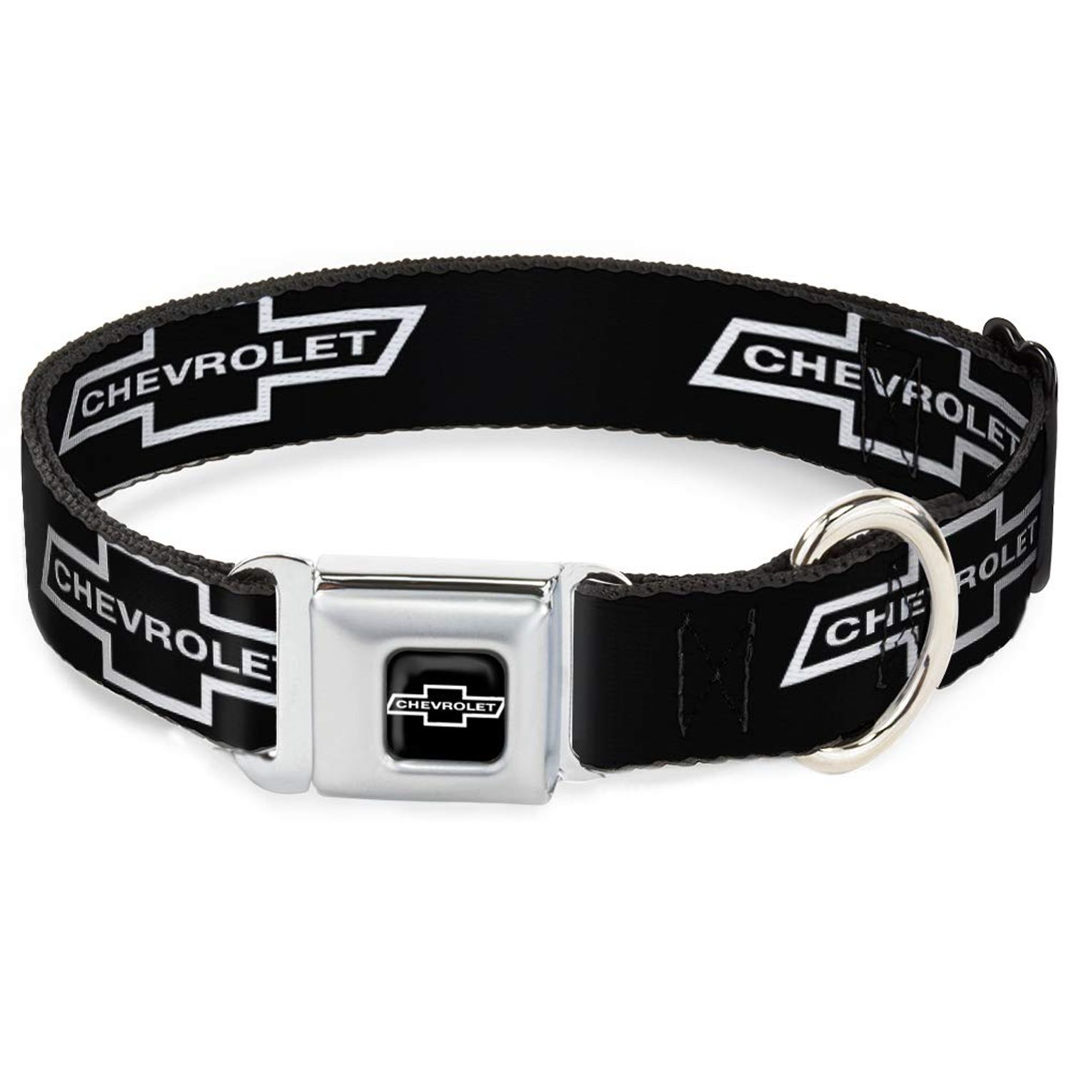 Buckle-Down DC-WCH044-WM 16-23" "CHAX-1965 CHEVROLET Bowtie Full Color Black/White" Dog Collar, Wide Medium