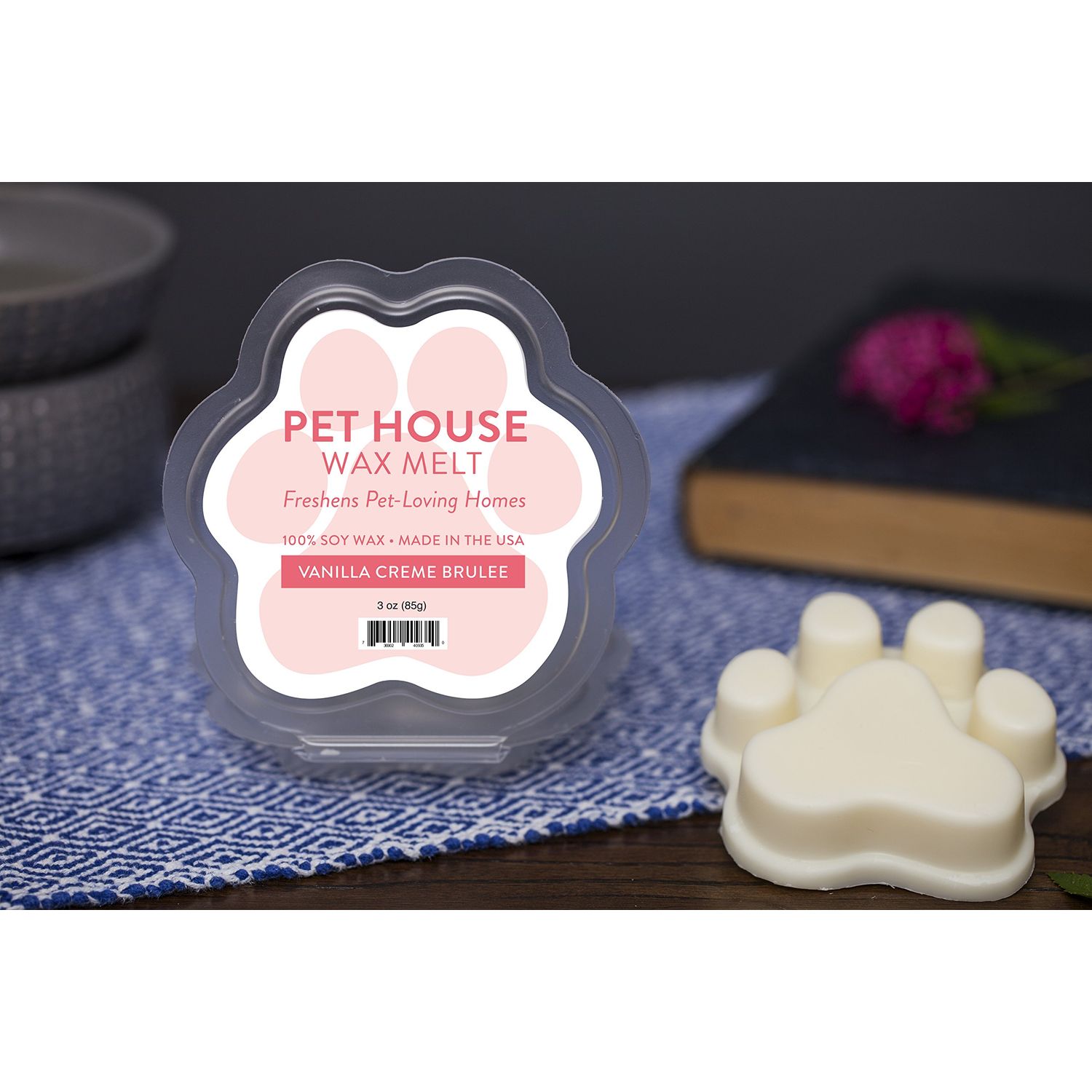 One Fur All 100% Natural Soy Wax Melts in 20+ Fragrances, Pack of 2 by Pet House - Long Lasting Pet Odor Eliminating Wax Melts, Non-Toxic Pet Wax Melts, Made in USA (Vanilla Creme Brulee)