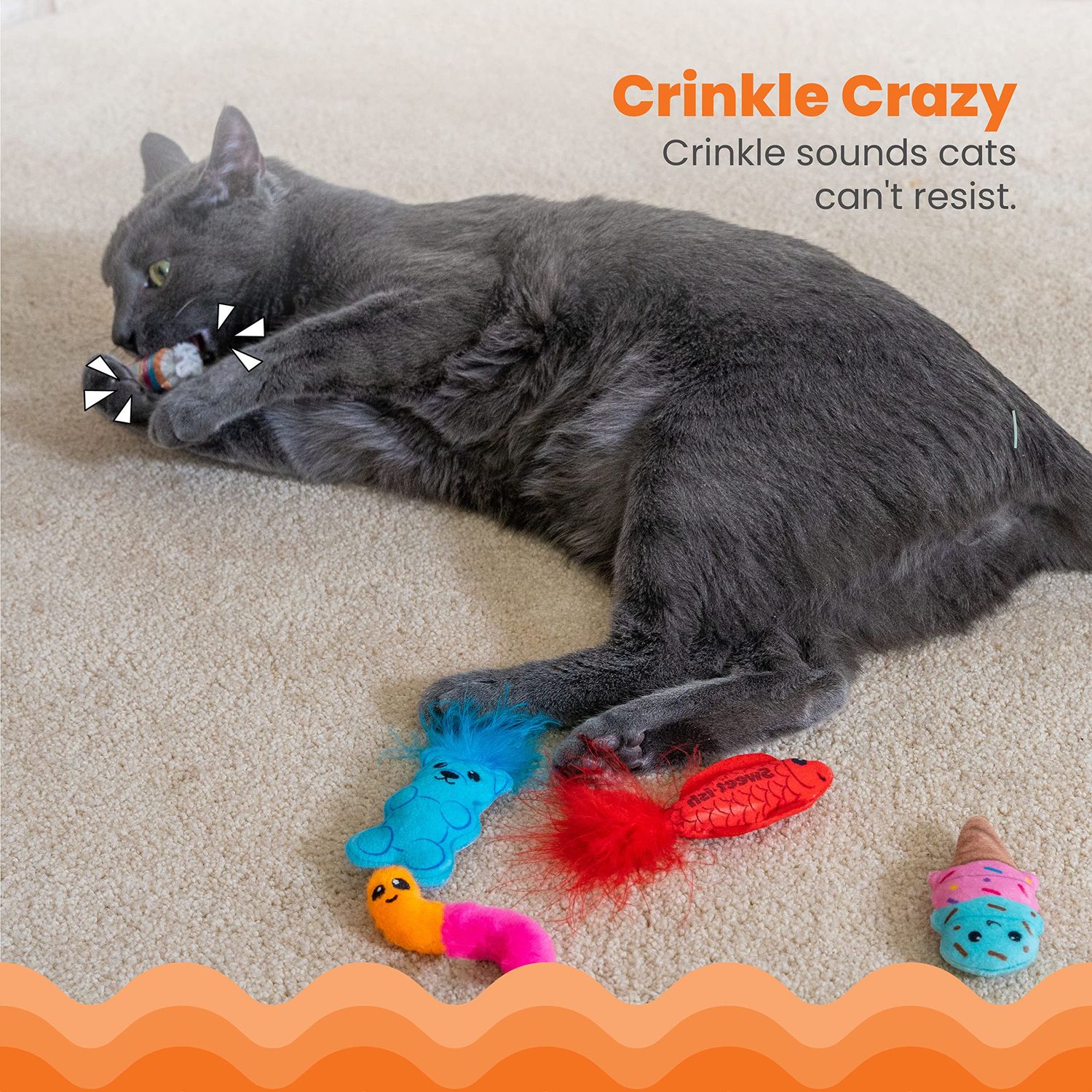 Catstages Kitty Sweet Treats Plush Catnip Cat Toys - 6 Pack