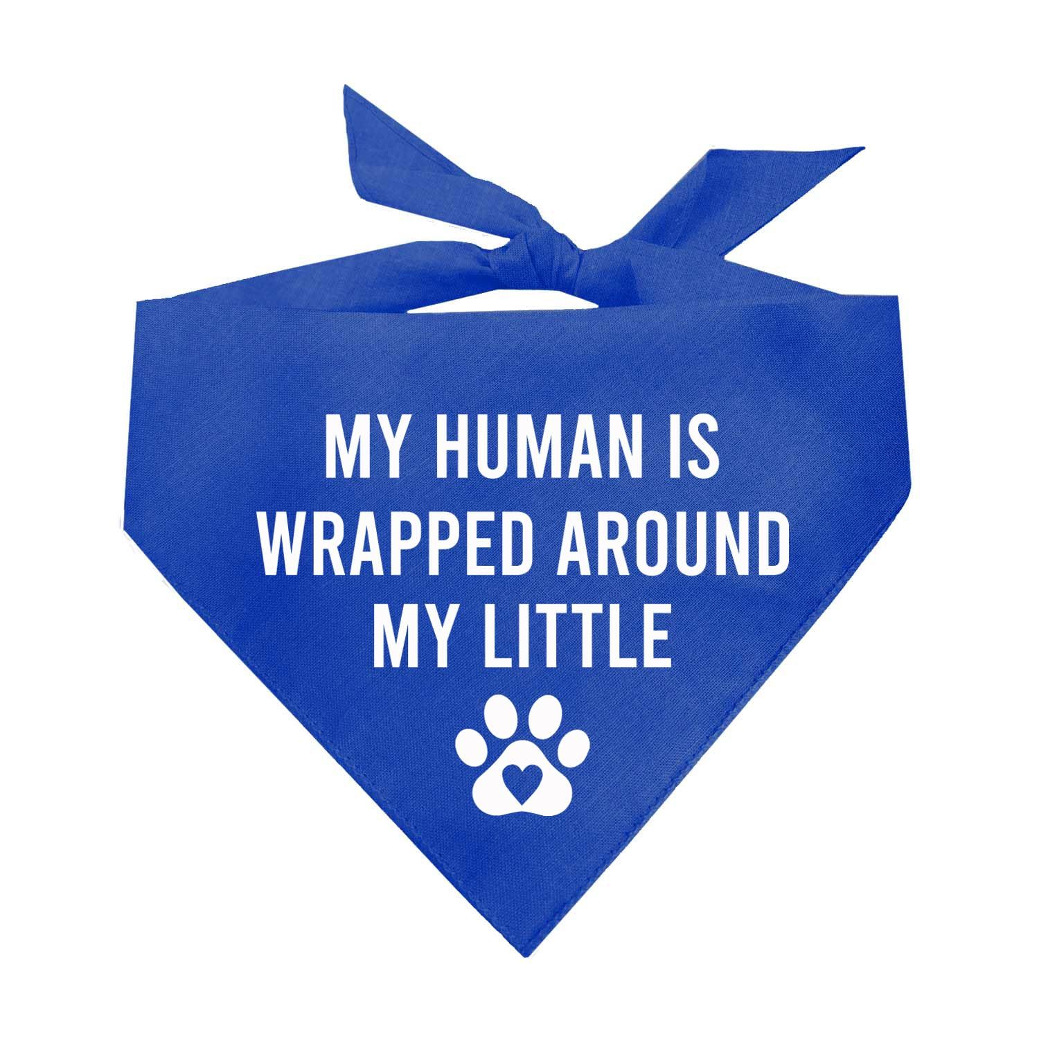 My Human is Wrapped Around My Little Paw Valentine's Day Dog Bandana (Royal, OS 103)