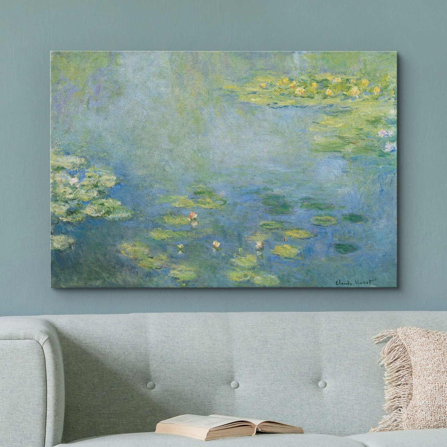 wall26 Canvas Print Wall Art Water Lilies by Claude Monet Historic Cultural Illustrations Impressionism Scenic Colorful Multicolor for Living Room, Bedroom, Office - 32"x48"