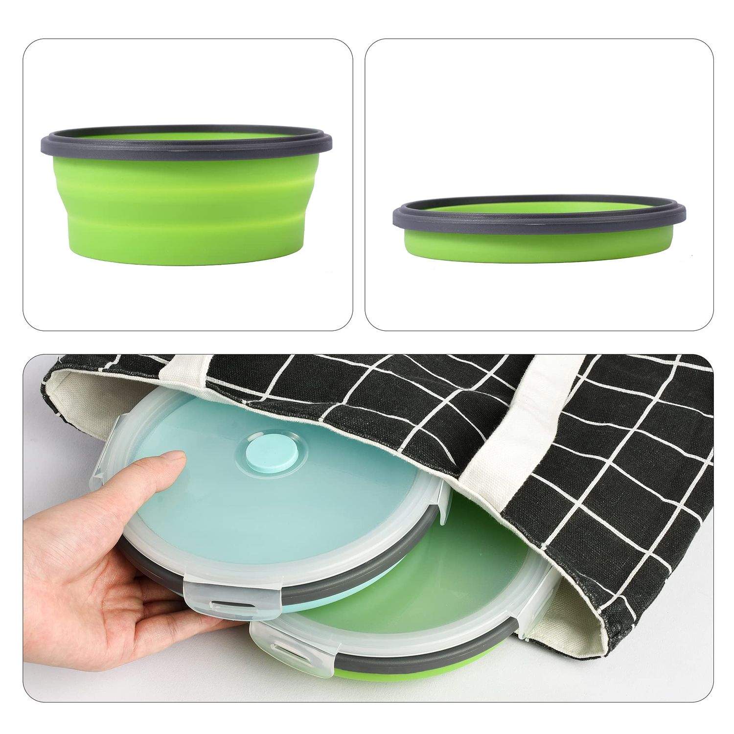 Collapsible Dog Bowls with Lids, 2 Pack Travel Dog Bowls for Small Size Dogs, Silicone Portable Dog Food Bowls Water Cup Cat Bowls Dish for Camping Traveling Walking, 12 oz 350ml