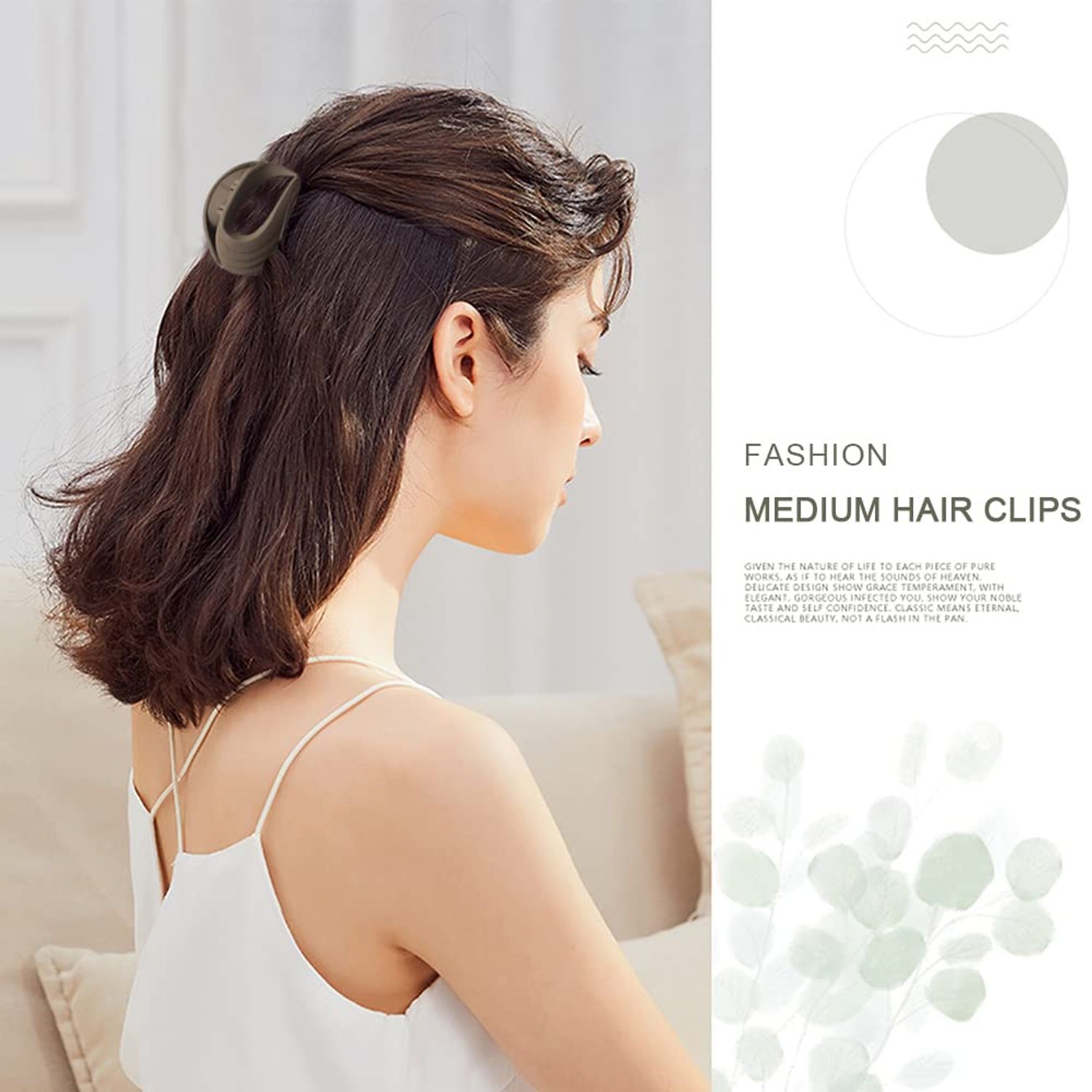 Medium Hair Claw Clips for Thin Hair, 2.6 Inch Hair Clips for Women Girls Kids, Strong Matte Flower Clips Neutral Jaw Clip for Fine Hair/Medium Thick Hair, Non Slip Hair Clamps with Gift Box (6 Packs)