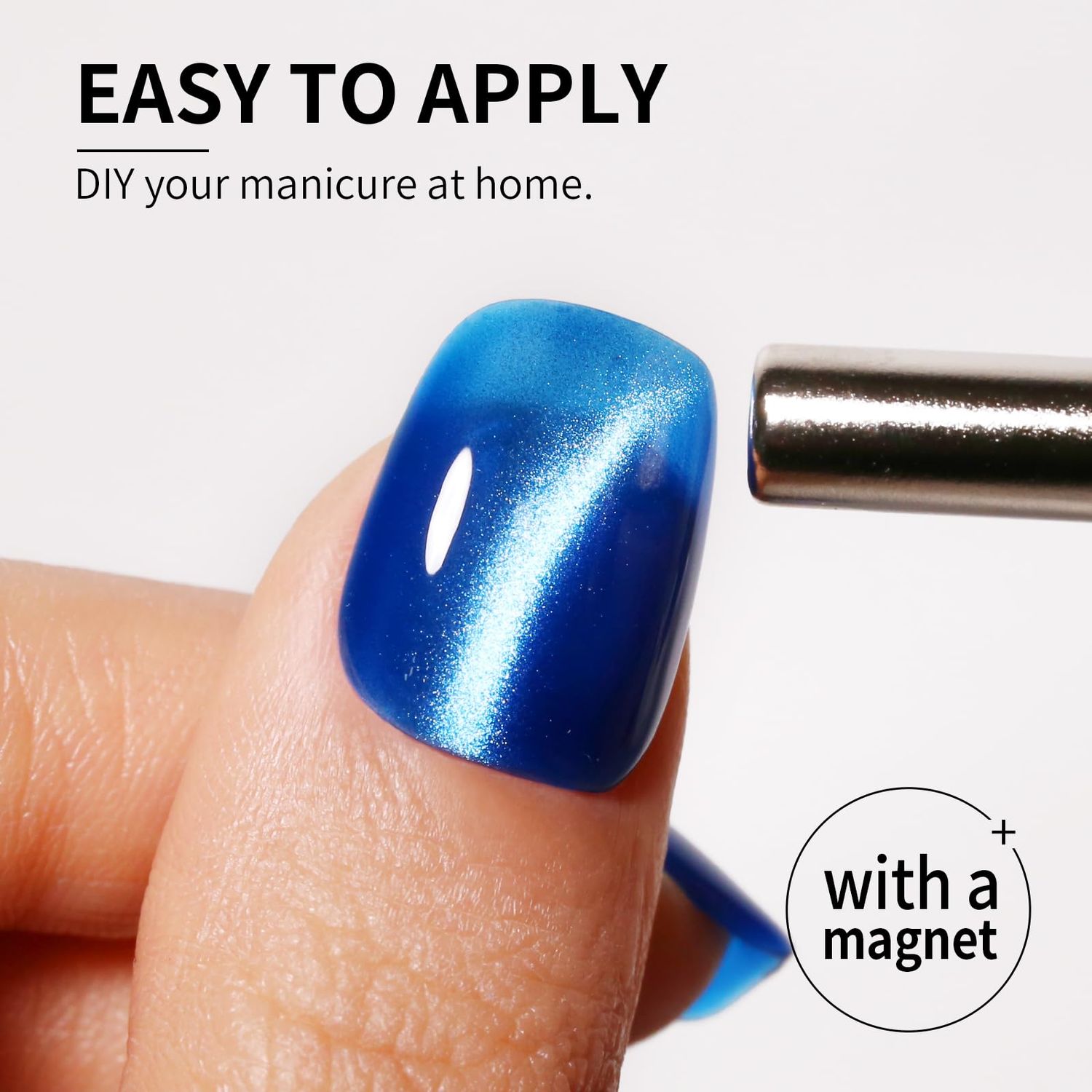 Firedeep Cat Eye Gel Nail Polish 16ml Sapphire Blue Gel Polish Holographic Glitter UV/LED Gel Polish for Nail Art DIY at Home Manicure with Magnetic Stick
