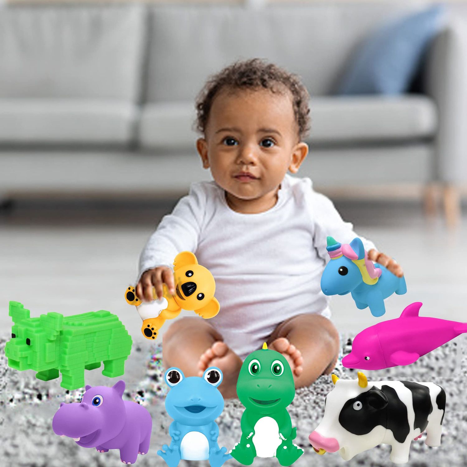 Animolds Baby Squeaky Toy Squeeze Party Favors Toys for Boys Novelty Toys & Amusements Screaming Rubber Gag Gifts Small Animal Toys Funny Dog Toys 6-8In Baby Sensory Toys 2PK(Squeeze Me Lizard 2PK)