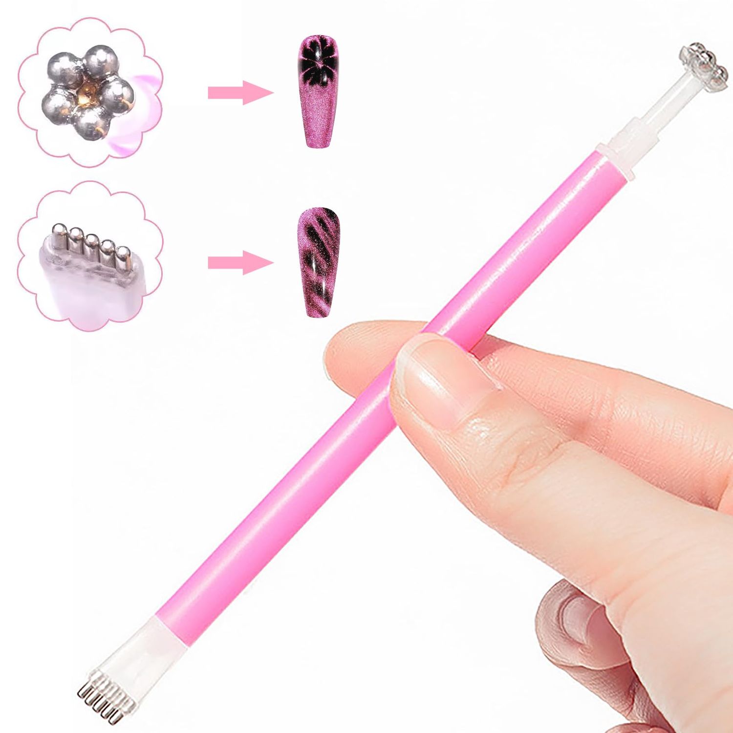 XEAOHESY 38 Pieces Cat Eye Magnet for Nails Cylindrical Strong Nail Magnet Tool Multi-Functional Nail Magnet Double Ended Magnet Wand Magnet Stick Cube Nail Magnet for Cat Eye Gel Nail Polish