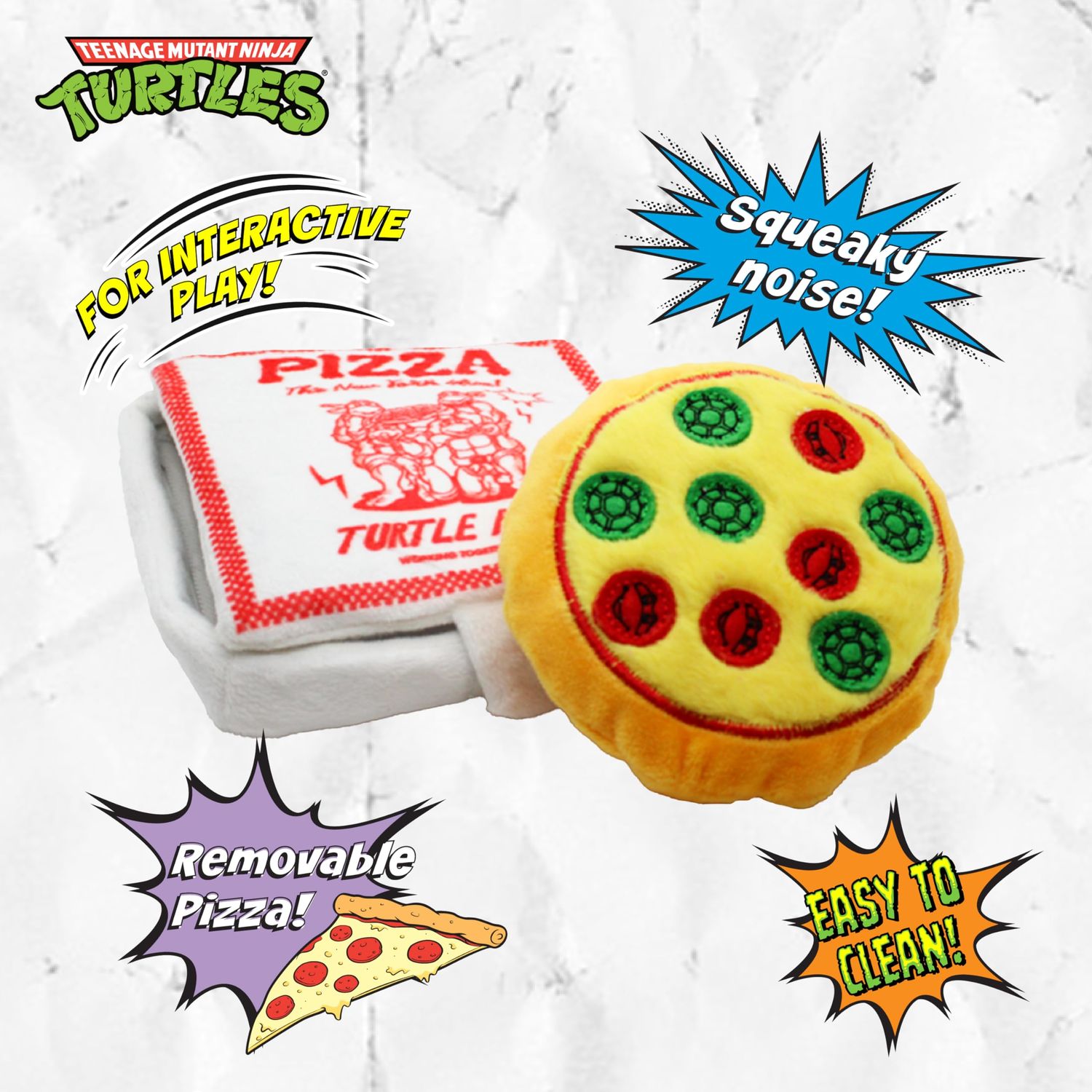 design LAB, Inc. Teenage Mutant Ninja Turtle Official Merchandise | TMNT Toys | Nesting Plush Dog Toy | Pizza Box with Pizza Slices | Great for Interactive Play!