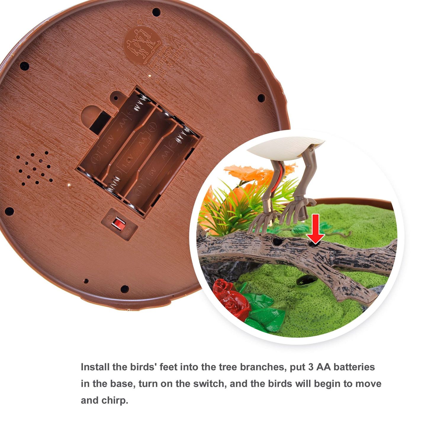PowerTRC Singing & Chirping Bird in Cage, Realistic Sounds & Movements, Sound Activated, Battery Operated, Great Desk and Room Accessory, Pet Caged Bird Toy (10” x 7”)
