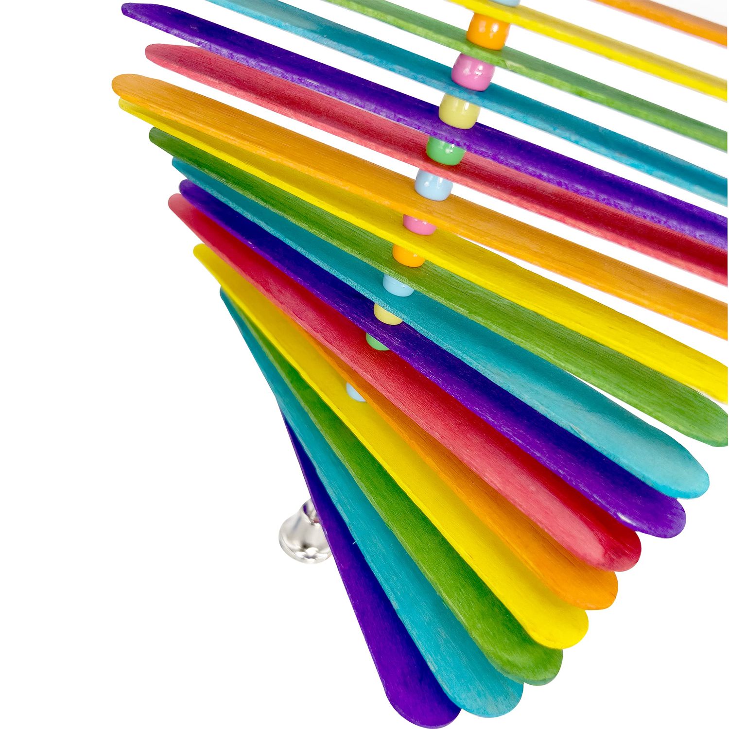 1112 Rainbow Chew Stick - Handcrafted Breakable Turnable Hanging Bird Cage Toy, Bright Colors, Spinning Sticks, Colorful Plastic Beads, Fun for Chewing Beaks & Grabbing Feet