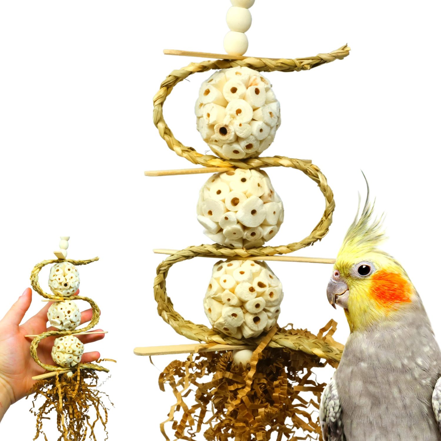 Bonka Bird Toys 2552 Sola Chewballicious Natural Medium Parrot Shred Cage Toy, Cockatiel, Parakeet, Conures, and Similar Birds
