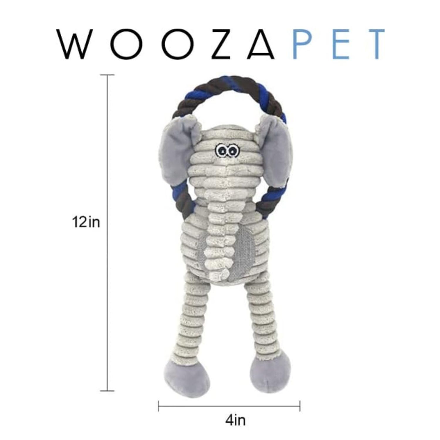 Woozapet Rope Dog Toy with Combination of Plush Stuffed Animal (Elephant)