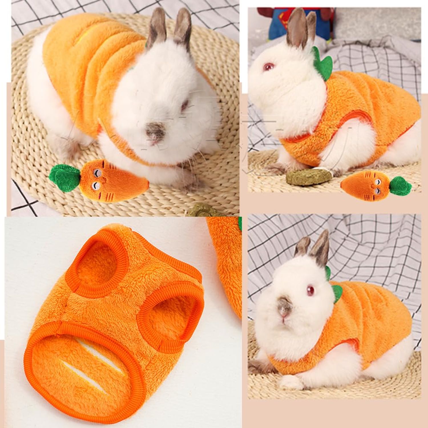 ANIAC XS Dog Sweater and Carrot Toy Set Warm Cat Clothes Fleece Puppy Sweatshirt for Small Dog Girl boy Chihuahua Sweater Carrot Easter Costume for Yorkie Pug Extra Small Dog (Orange, XX-Small)