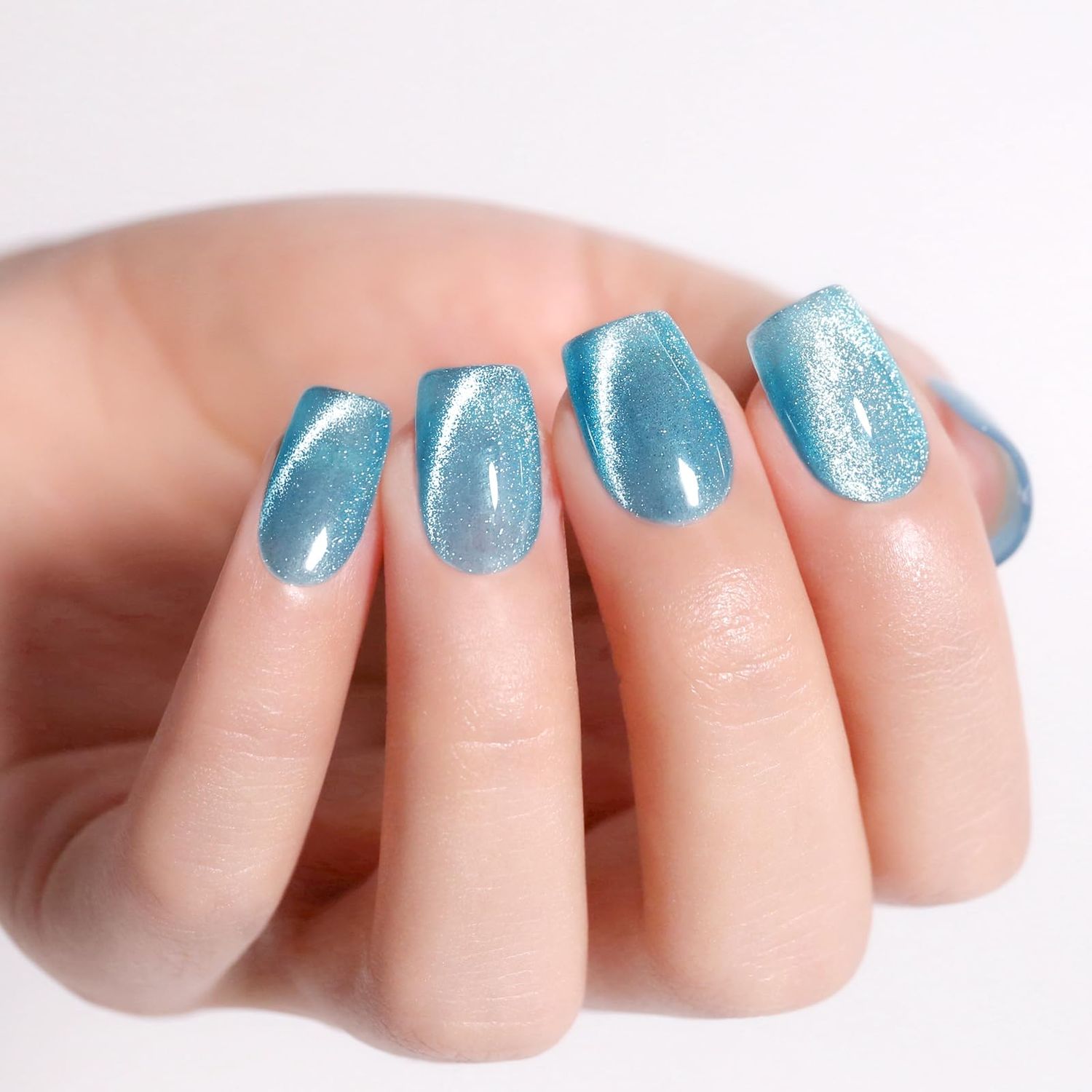 Ozzeal Crystal Cat Eye Gel Nail Polish,15ML Blue Magnetic Gel Nail Polish Spring Summer Glitter Gel Nail Polish Diamond Shimmer Sparkle Gel Polish Soak off UV LED Light for Nail Art DIY