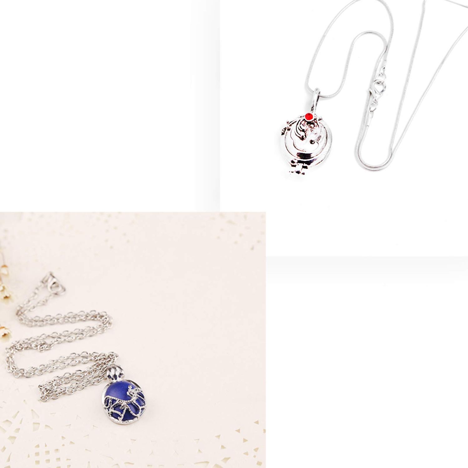 UoYu TFYU 2 Pcs The Vampire Diaries Elena Gilbert Opening Vervain Locket Pendant Necklace and Daywalking Katherine Necklace Pendant Charm Necklace-Royal Blue with Transparent Box