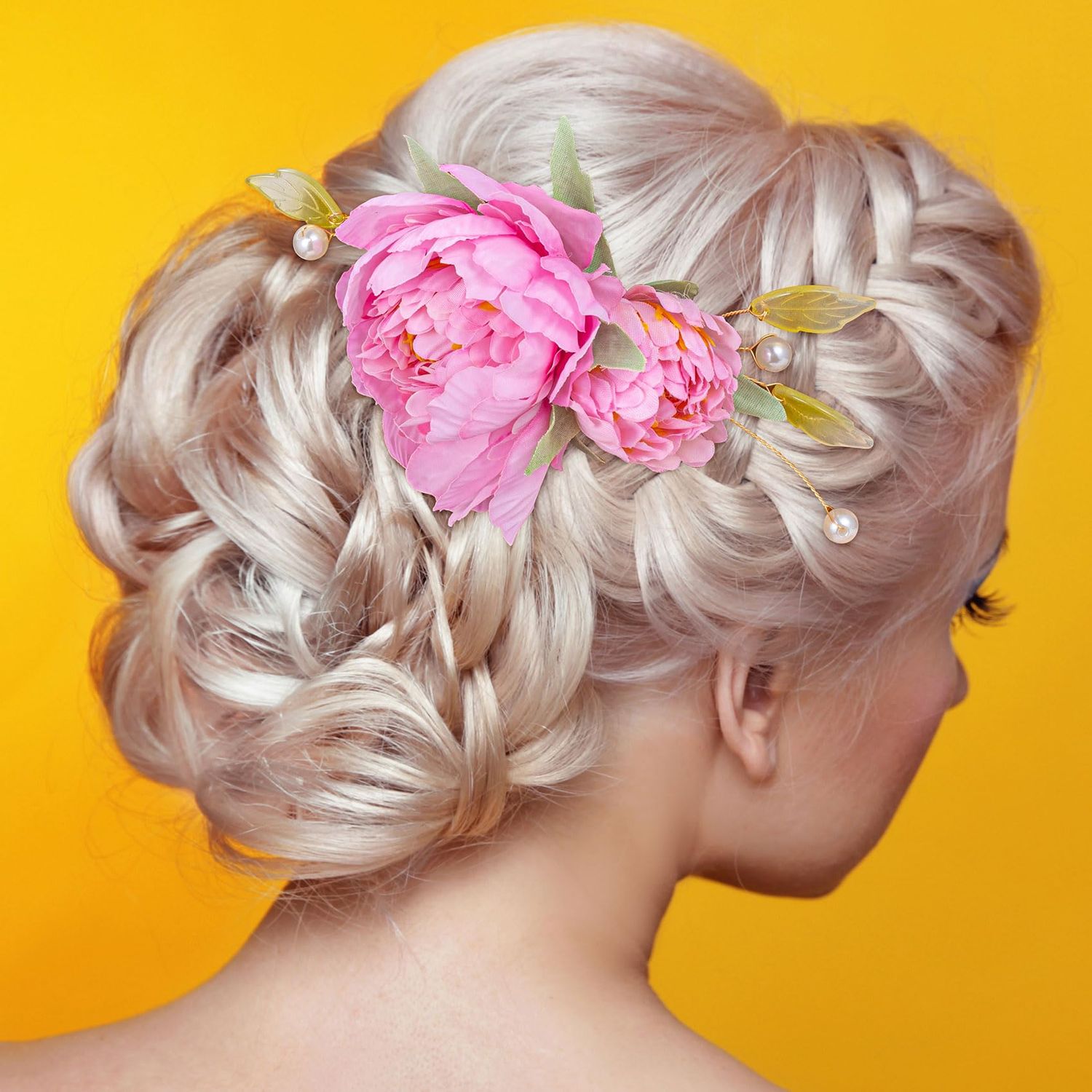 HINZIC 2 Pack Silk Flower Hair Clips for Women, 2 in 1 Flower Brooch, Pearl Floral Hair Styling Pins Barrettes for Women Girls Brides Party Wedding Decor Hair Buns Updo Holder Accessories- Pink & Red