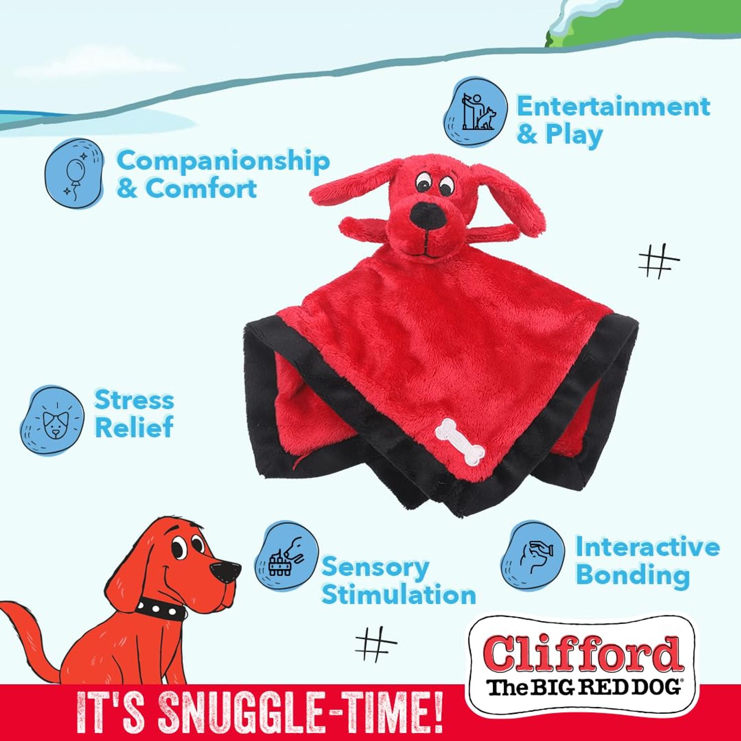 Clifford® Lil' Napper 9.5" Plush Dog Toy for Puppies | Soft, Cuddly Puppy Toys to Keep Them Busy | Squeaker, Crinkles, Cozy and Durable