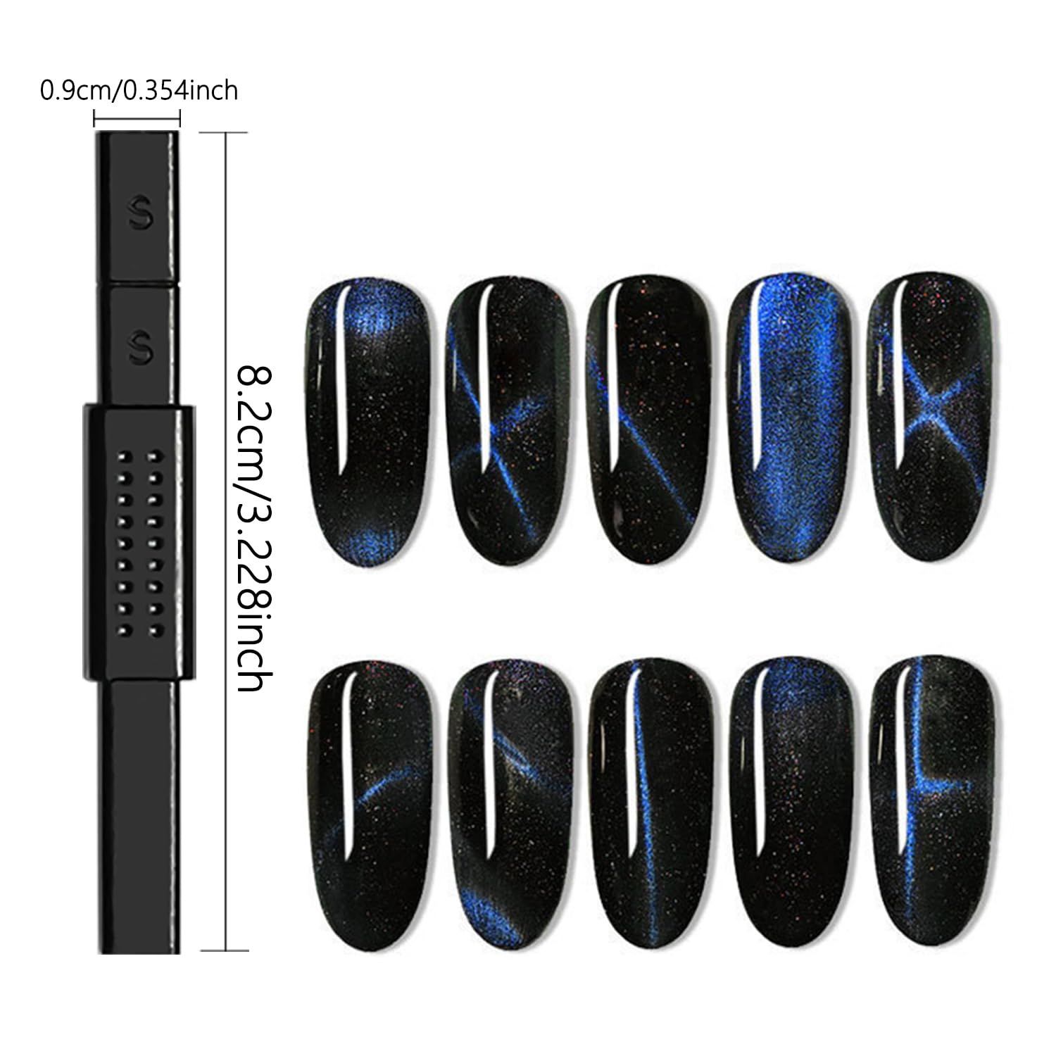 SILPECWEE 16Pcs Nail Magnet Set Cat Eye Magnet for Nails Cat Eye Gel Nail Polish Magnet Wand Magnetic Nail Art Nail Polish Cat Eye Magnets Sticks Nail Design Tools Nail Art Accessories