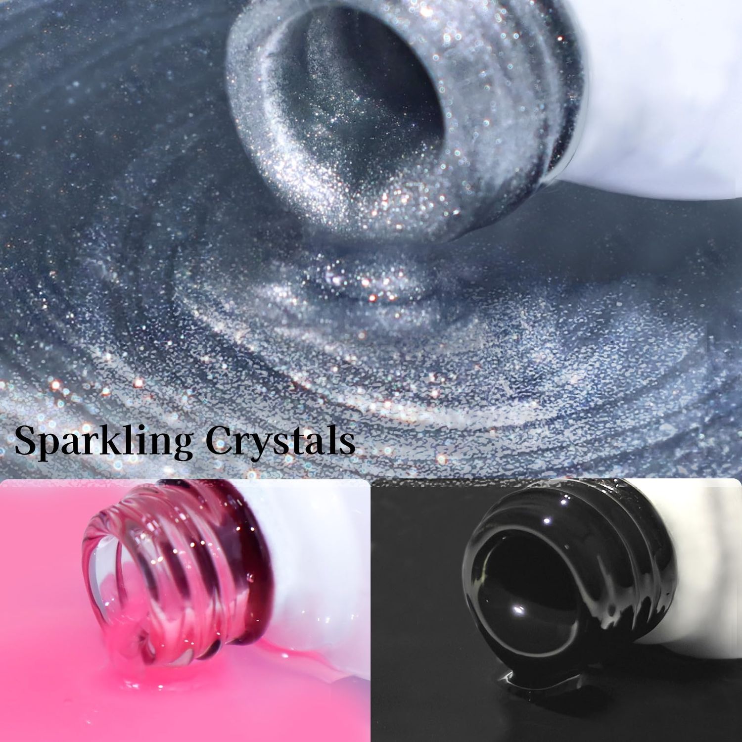 Creaglam Cat Eye Gel Nail Polish Set, 3 Pcs Gel Polish 1 Silver Shimmer Velvet Gel Nail Polish and 2 Colors Gel Polish (Pink and Black) Holographic Nail Polish with Magnet UV Gel Nail Art